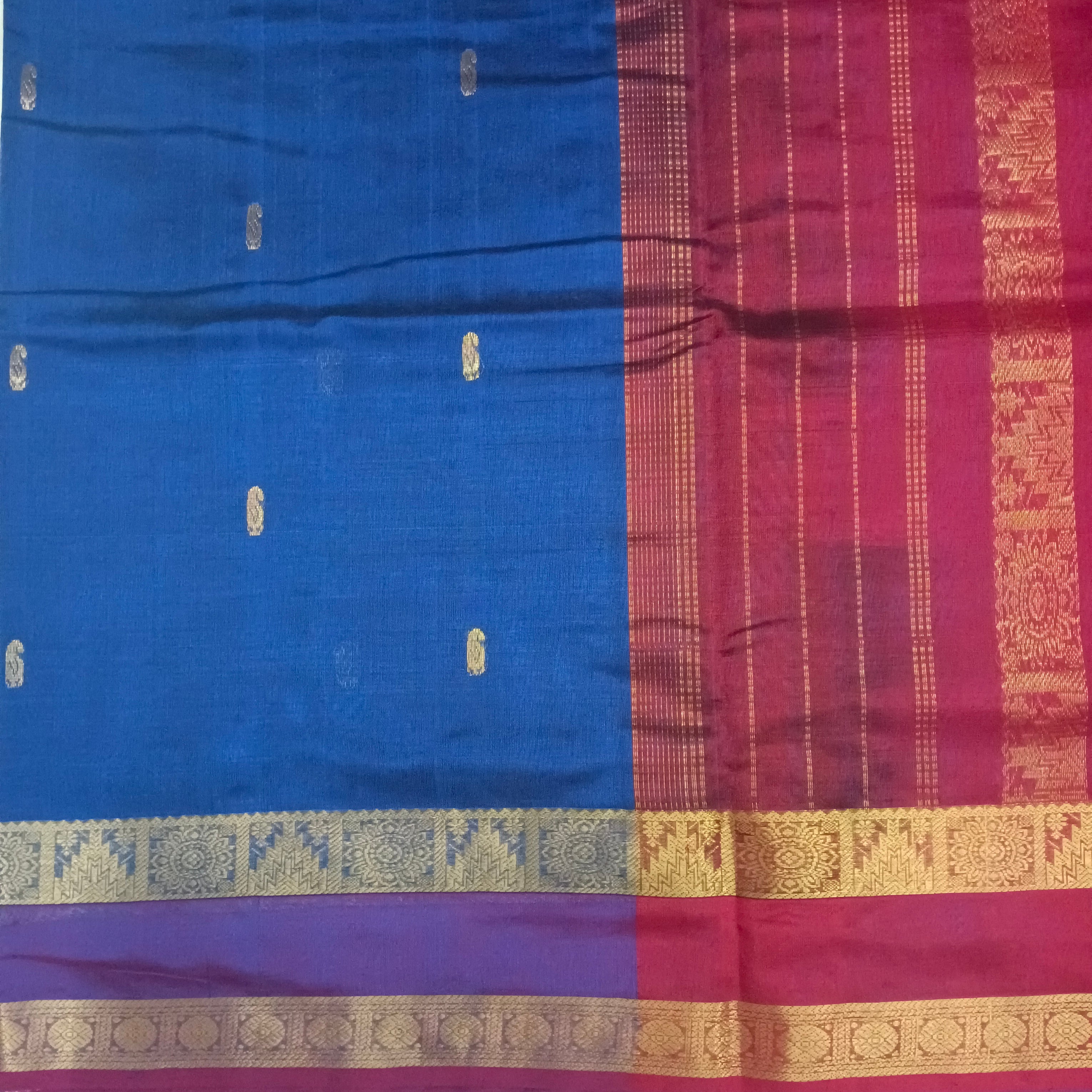 Pure silk cotton, rettai pet with butta-10 yards madisar