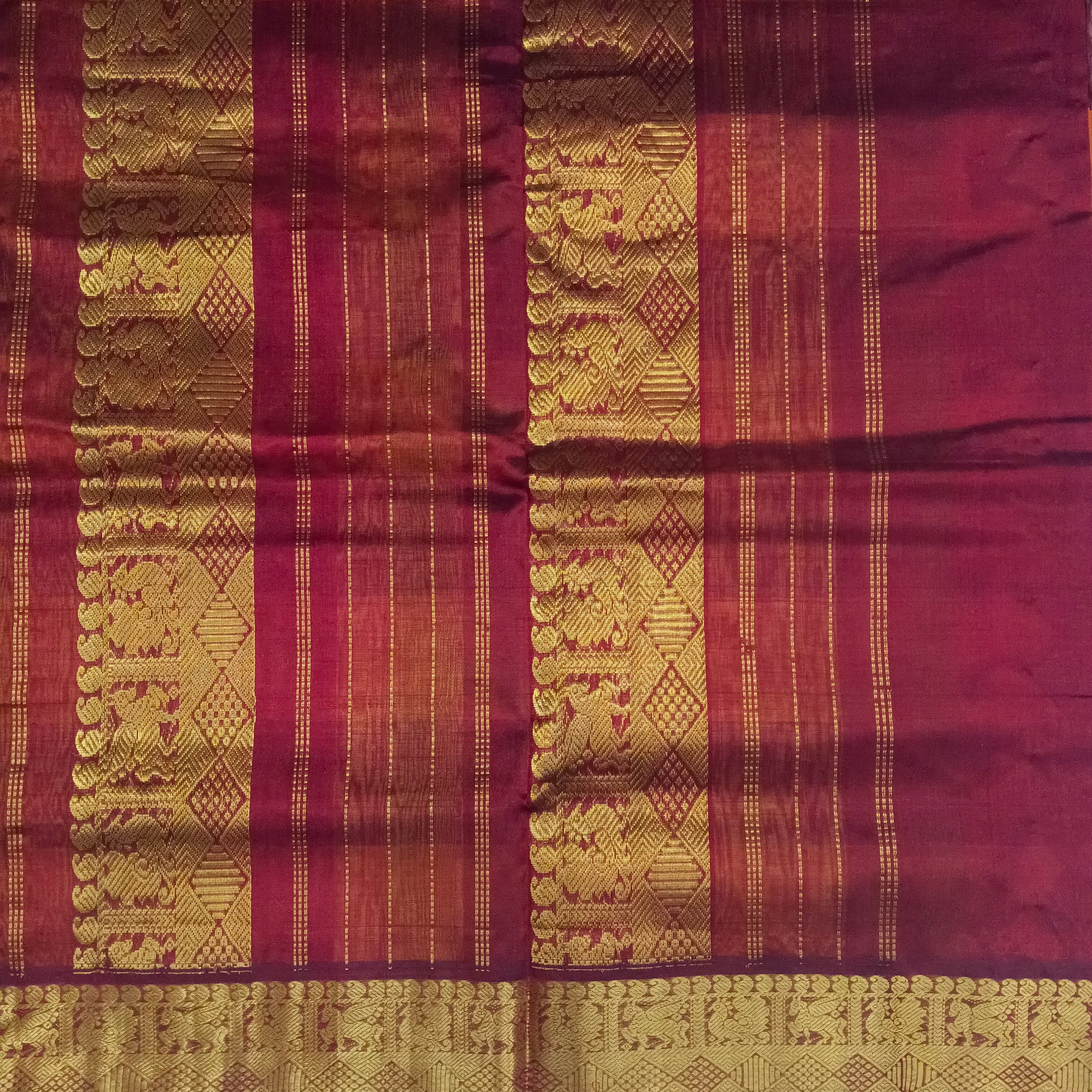 Pure silk cotton- pazhum pazhamum kuttam with butta, 10yards (madisar)