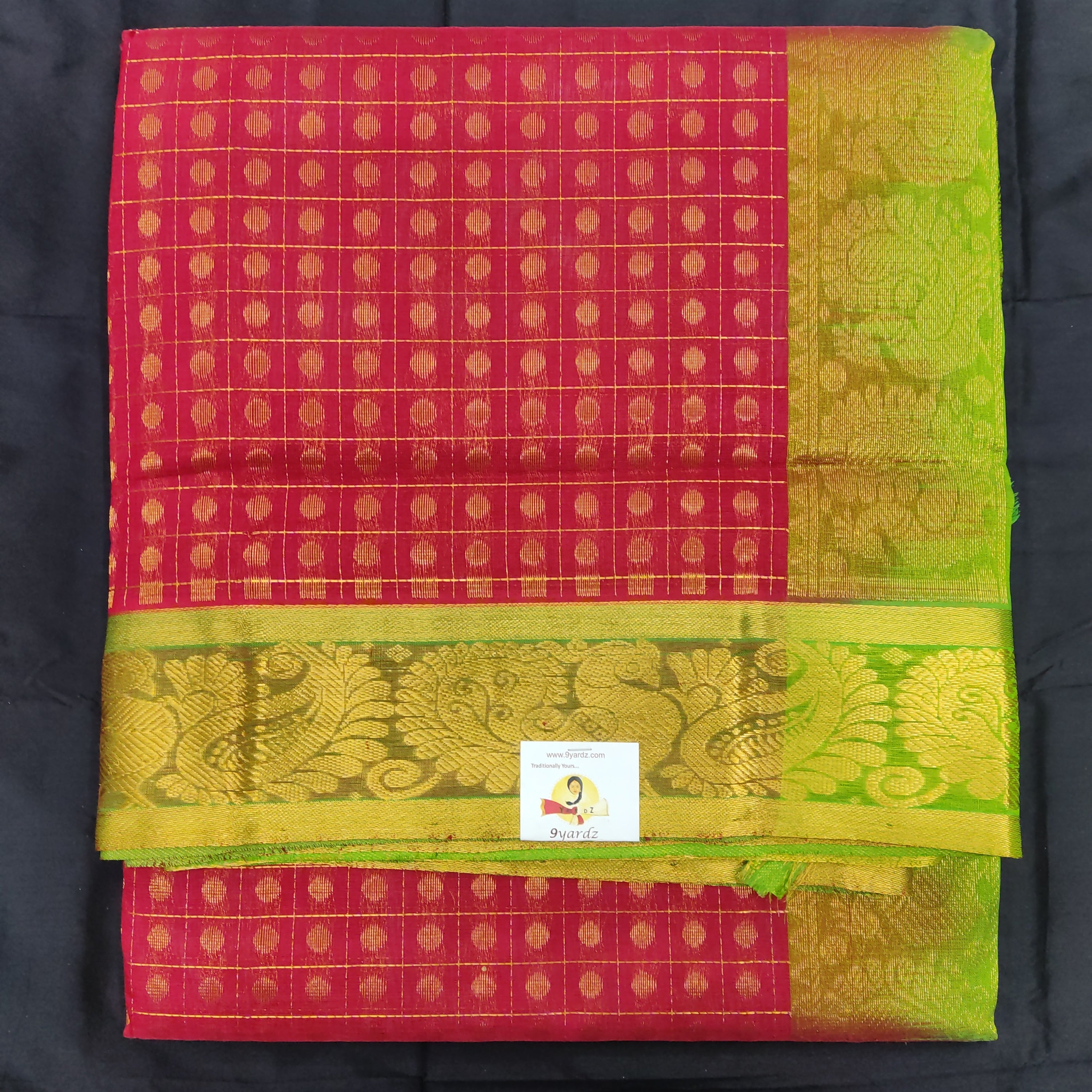 Pure Silk Cotton 6Yards - Jari Butta
