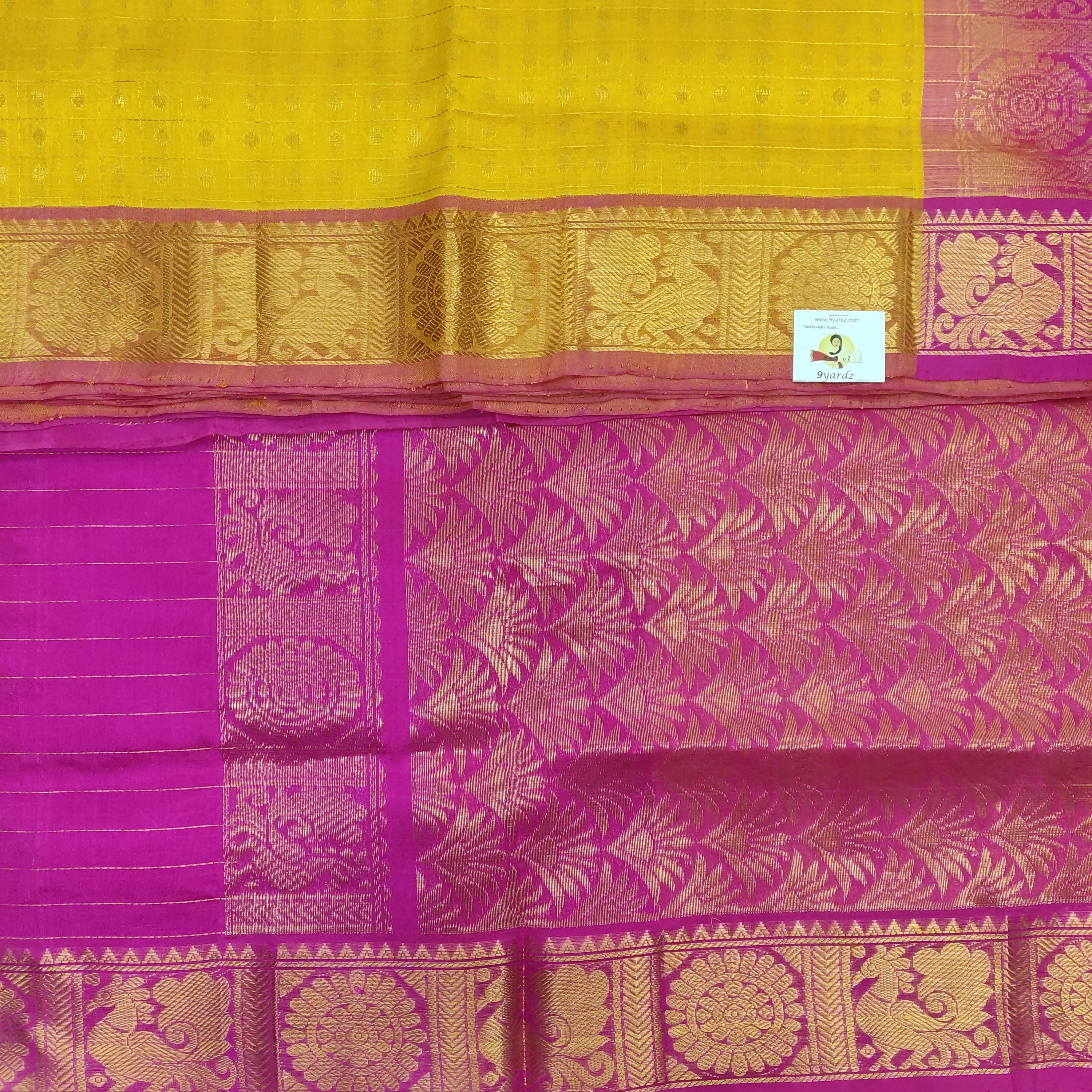 Pure Silk Cotton 6Yards - Jari Butta