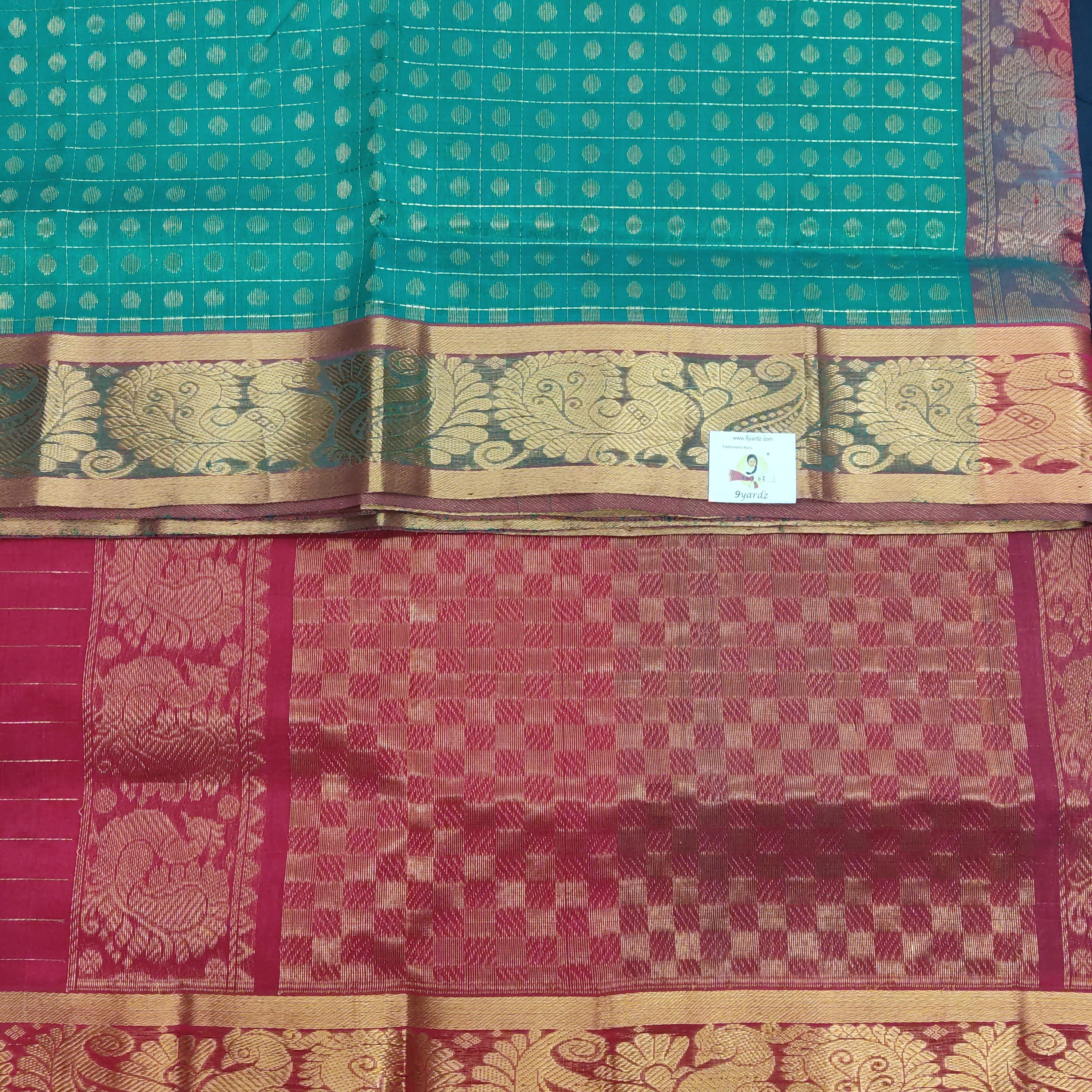 Pure Silk Cotton 6Yards - Jari Butta
