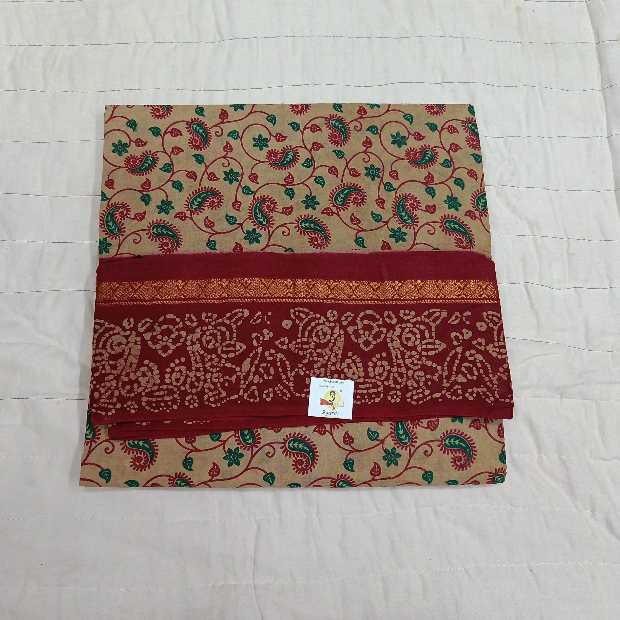 Kalamkari Printed Sungudi 10.5 yards