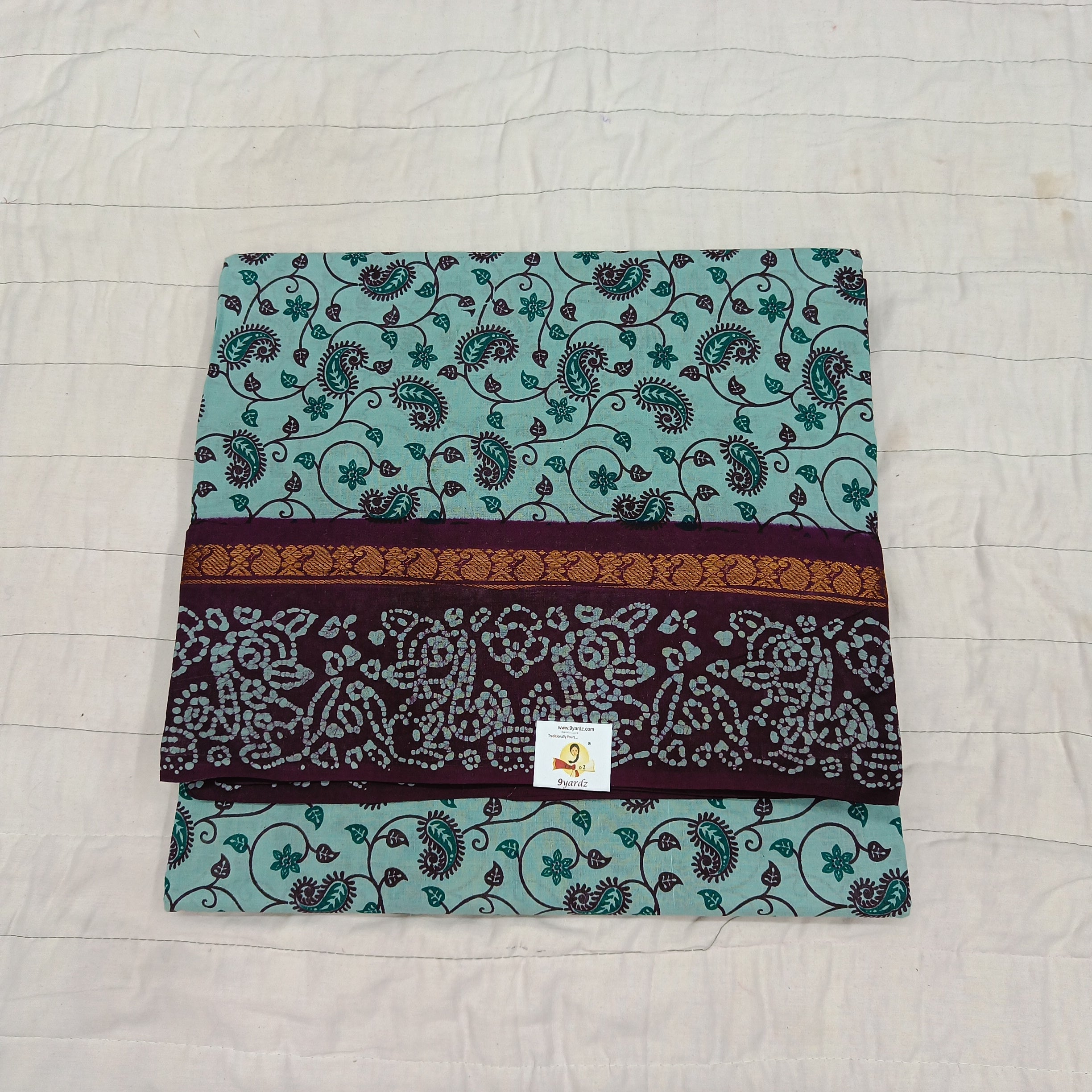 Kalamkari Printed Sungudi 10.5 yards