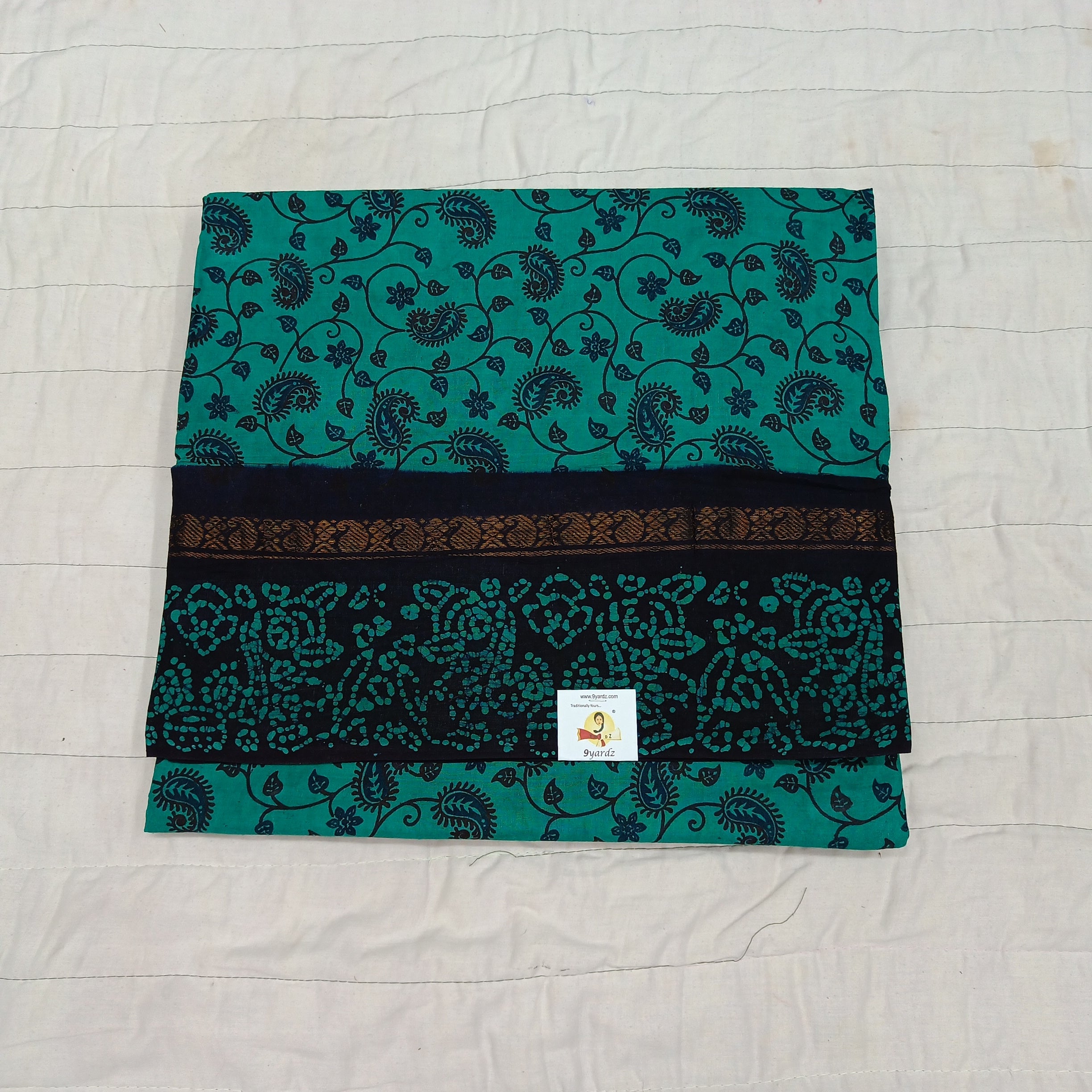 Kalamkari Printed Sungudi 10.5 yards