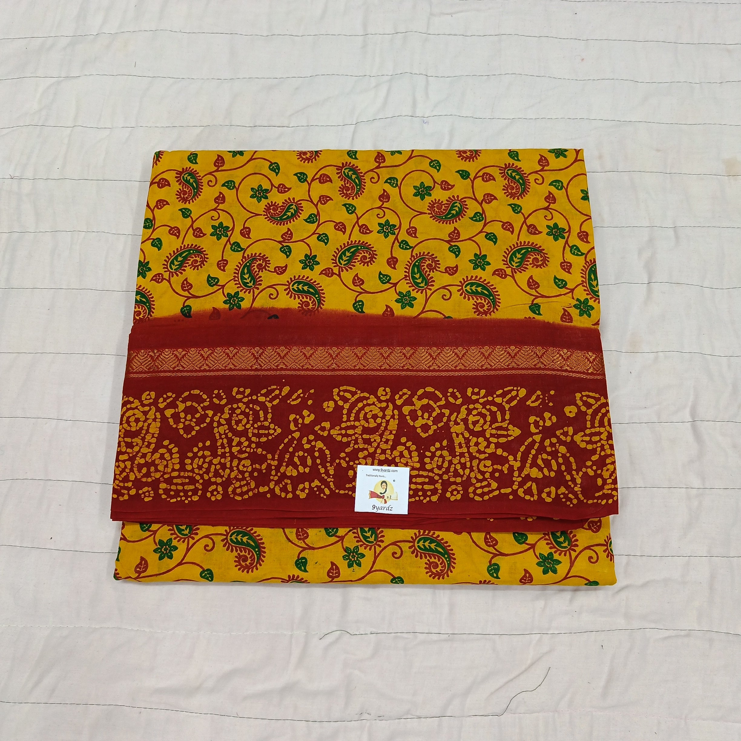 Kalamkari Printed Sungudi 10.5 yards