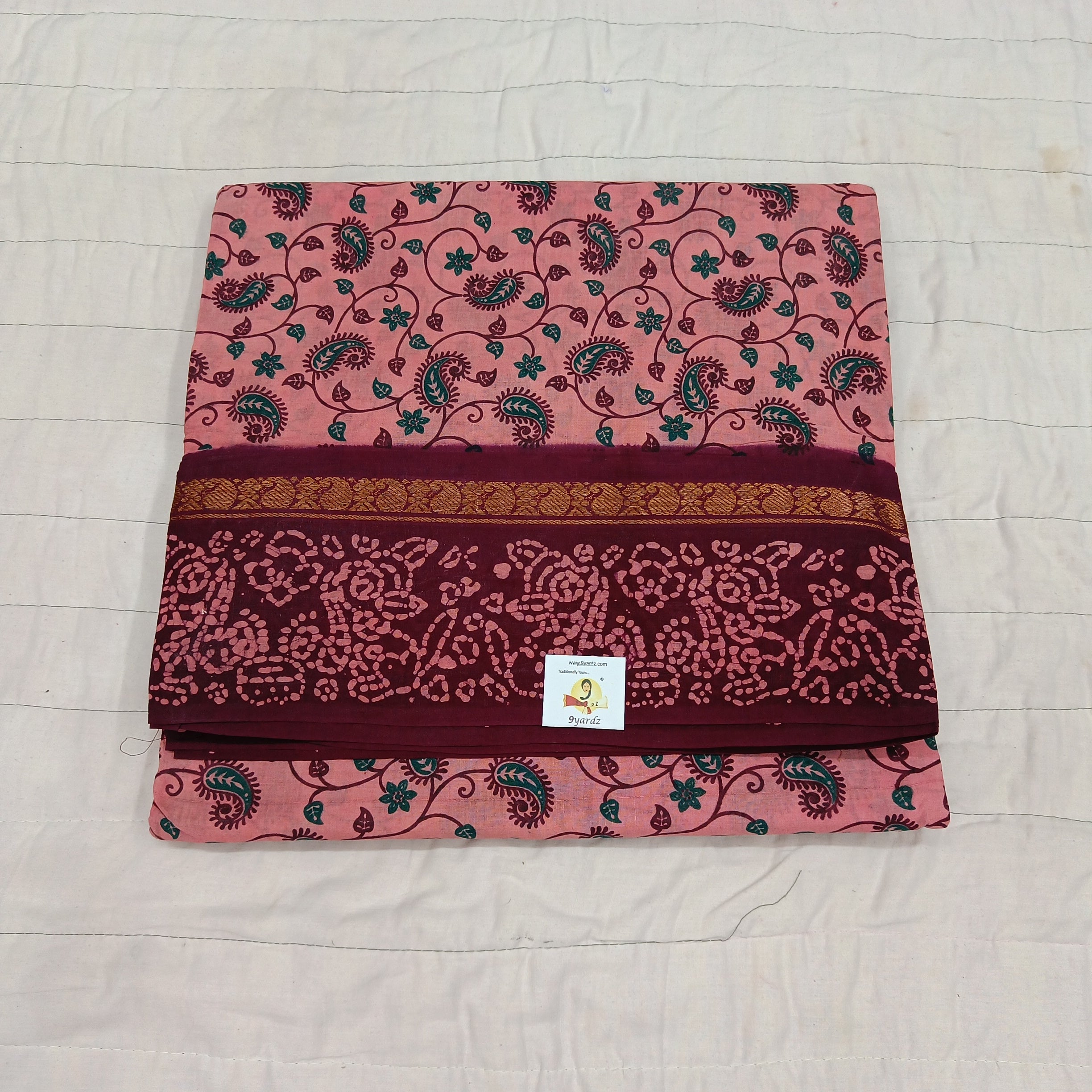 Kalamkari Printed Sungudi 10.5 yards