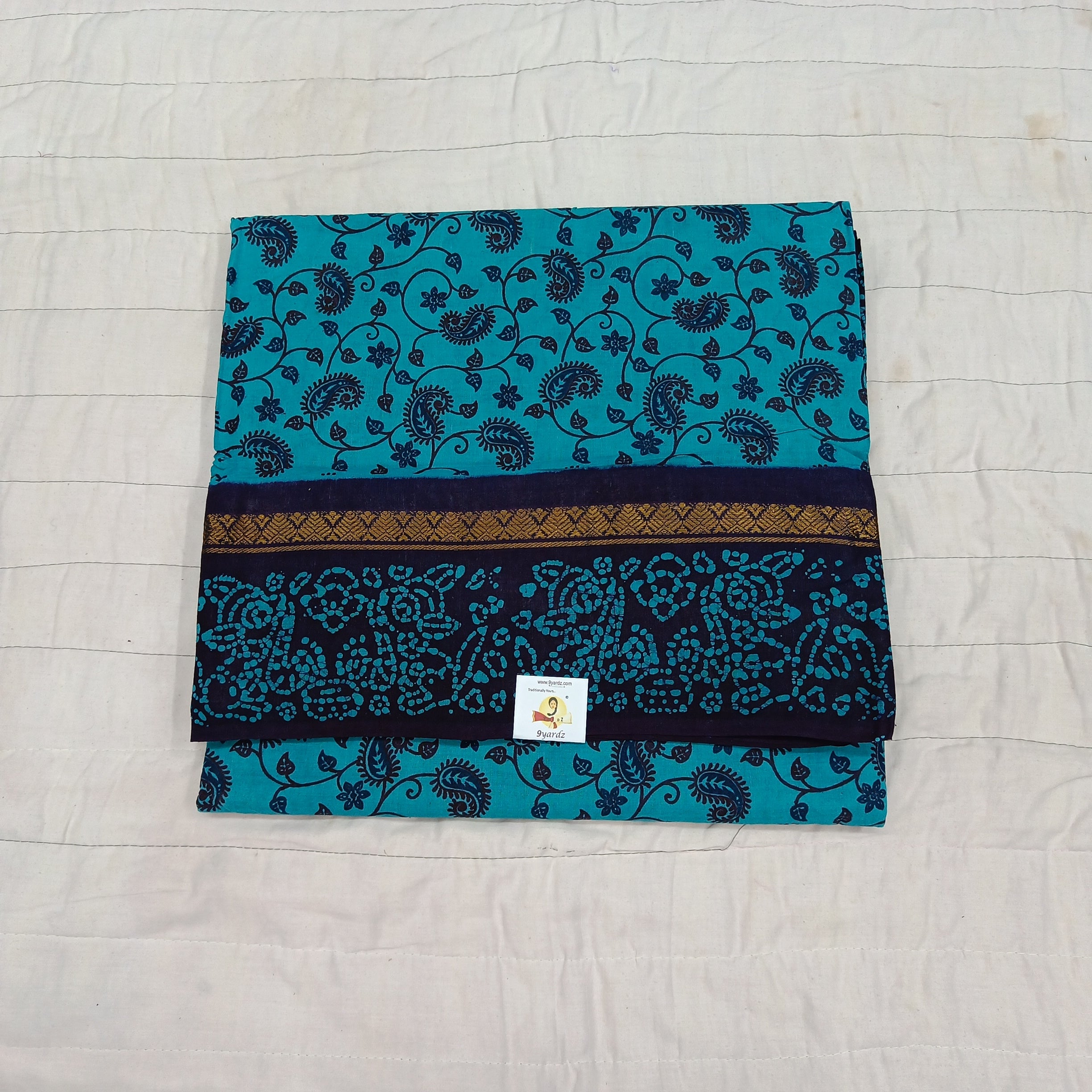Kalamkari Printed Sungudi 10.5 yards