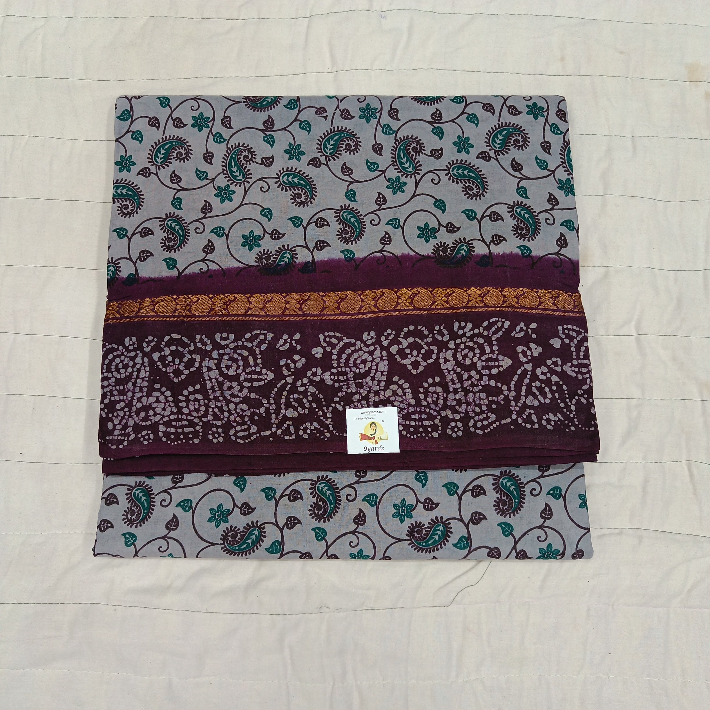 Kalamkari Printed Sungudi 10.5 yards