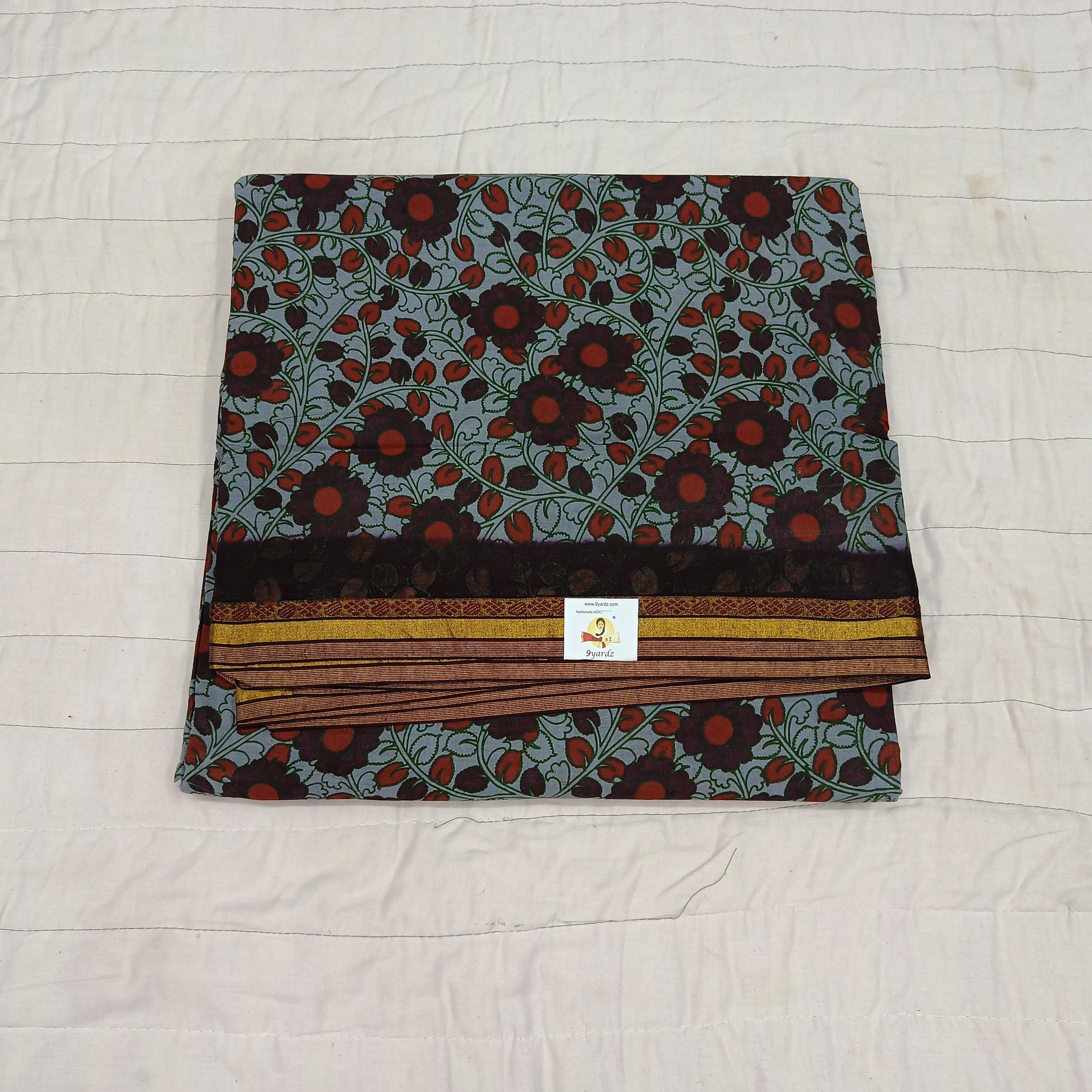 Kalamkari Printed Sungudi 10.5 yards