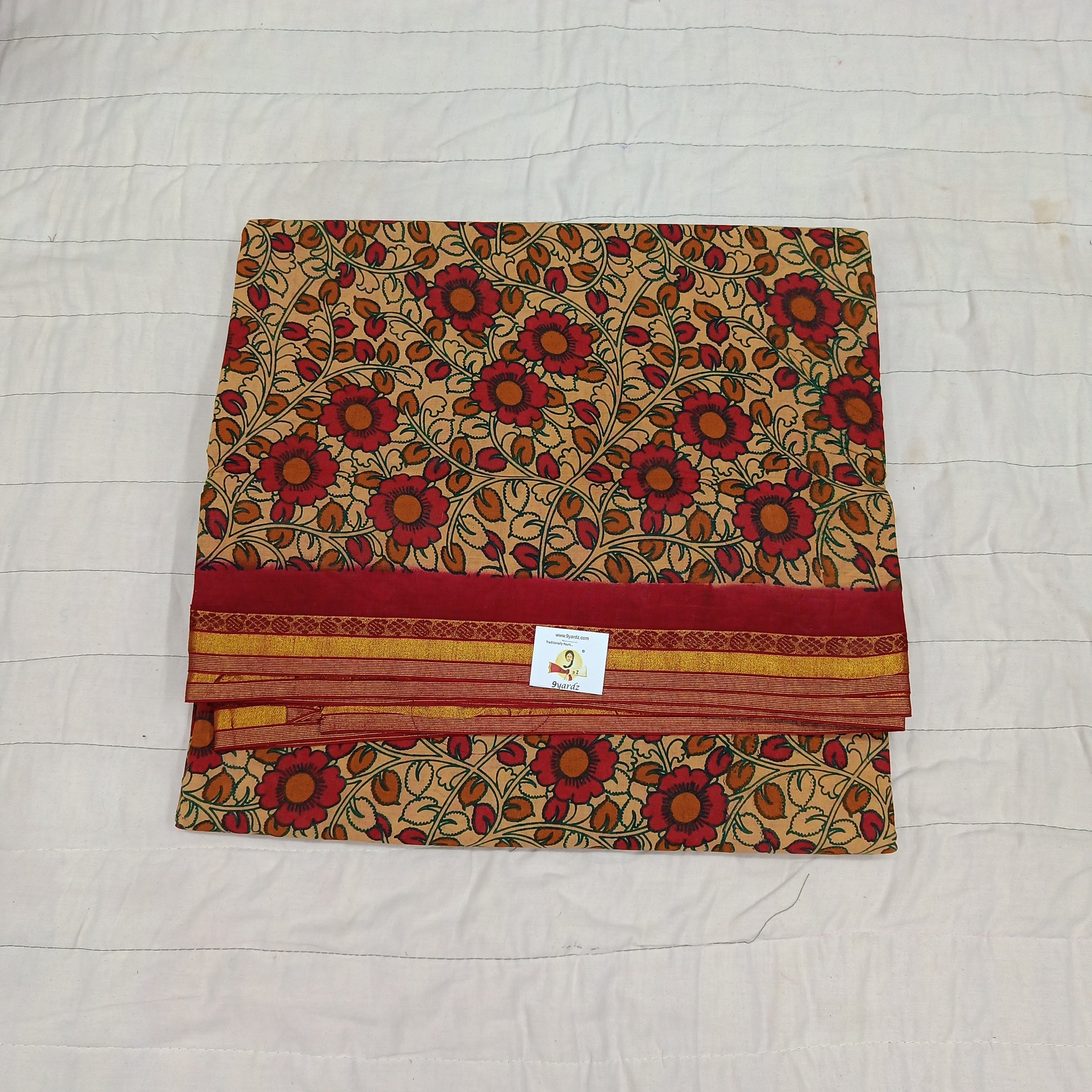 Kalamkari Printed Sungudi 10.5 yards