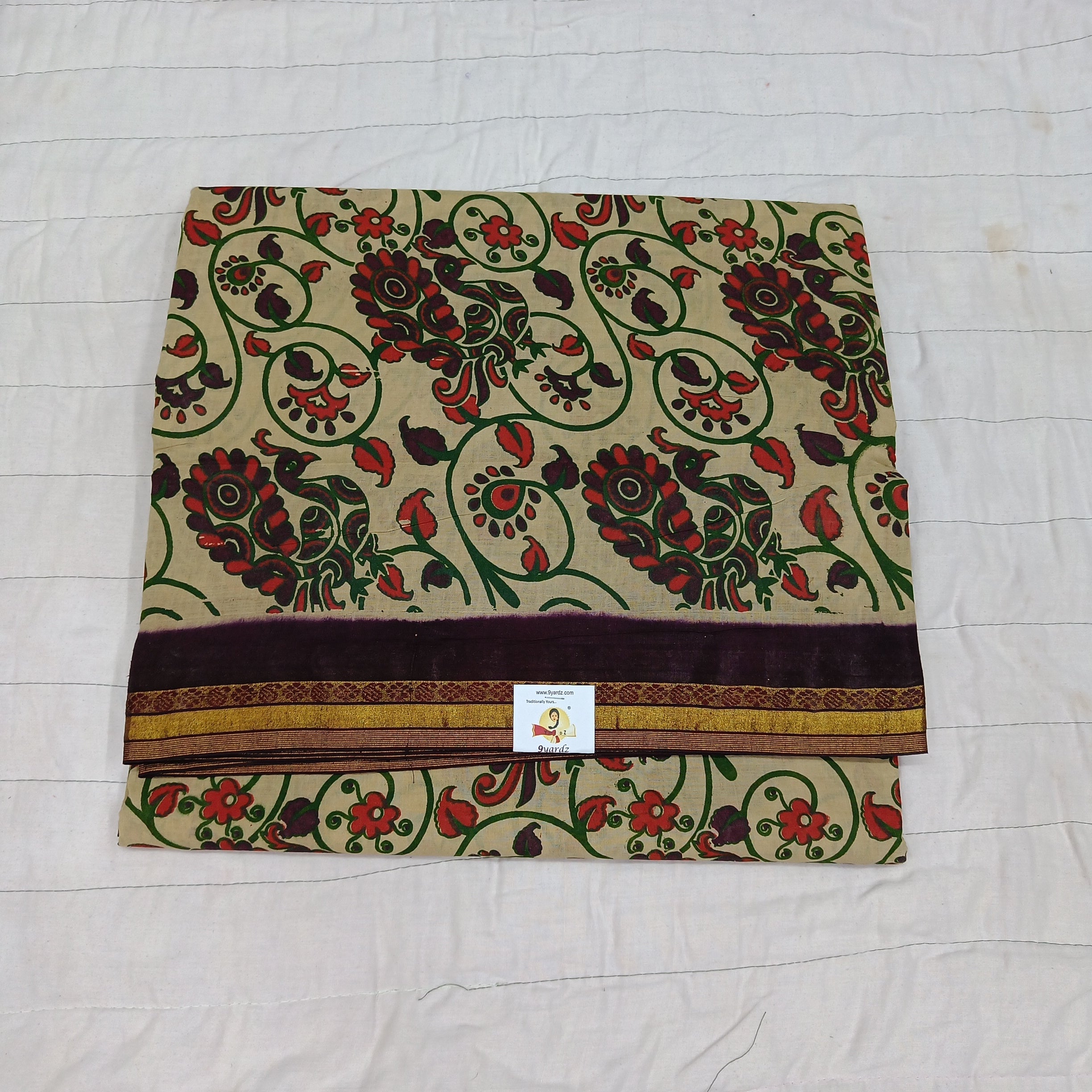 Kalamkari Printed Sungudi 10.5 yards