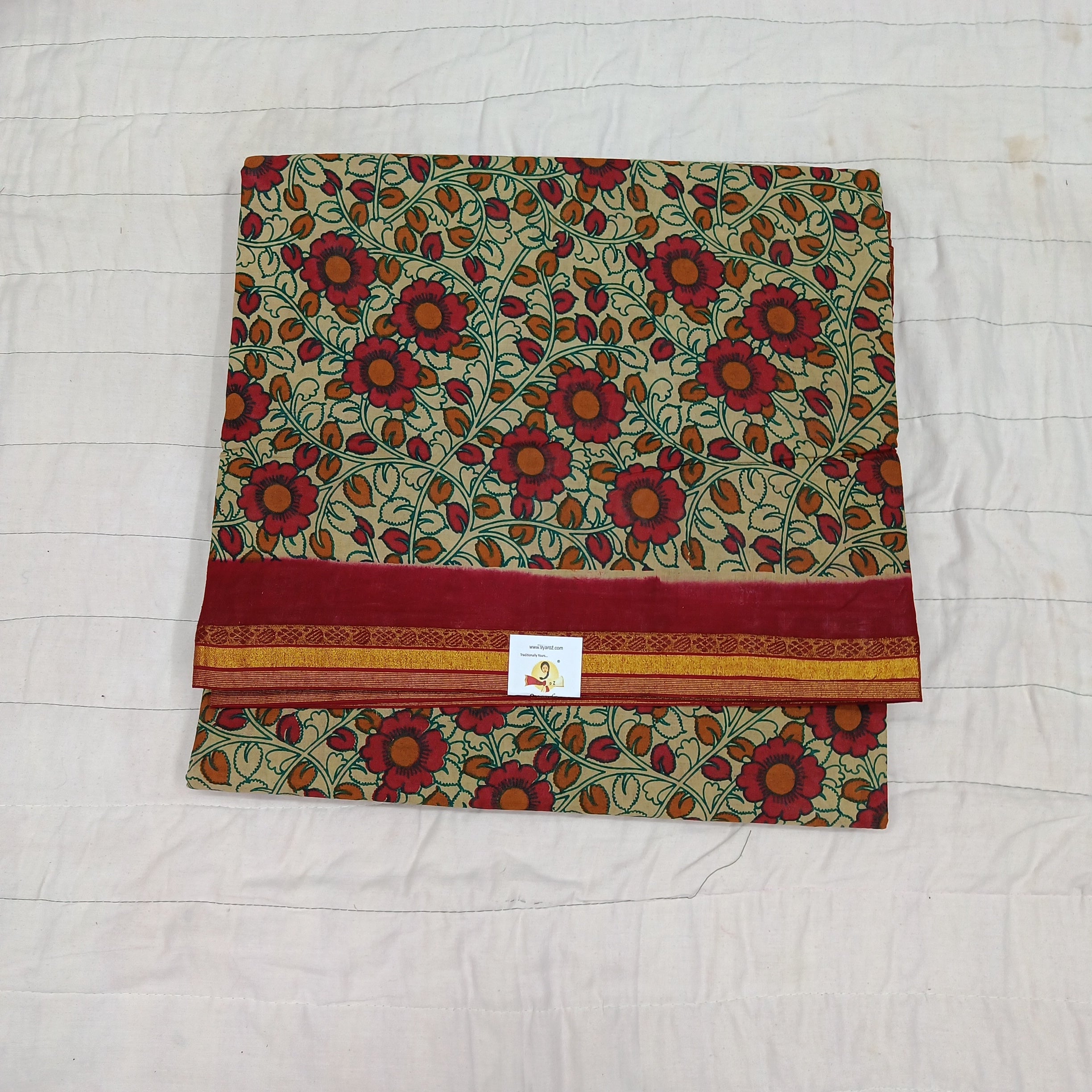 Kalamkari Printed Sungudi 10.5 yards