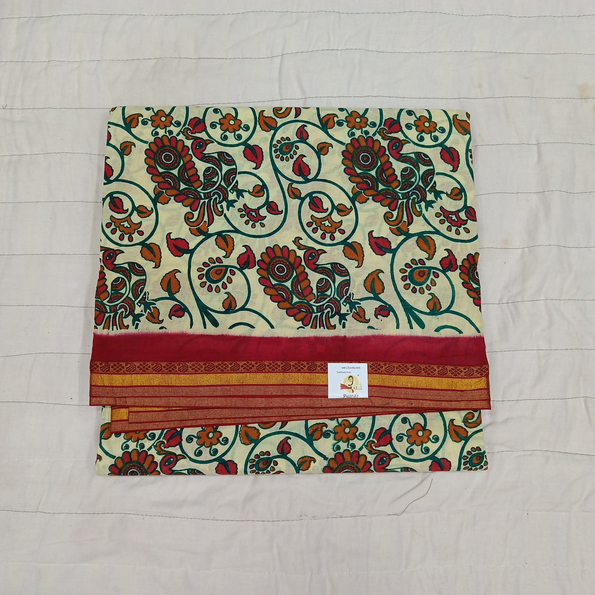 Kalamkari Printed Sungudi 10.5 yards