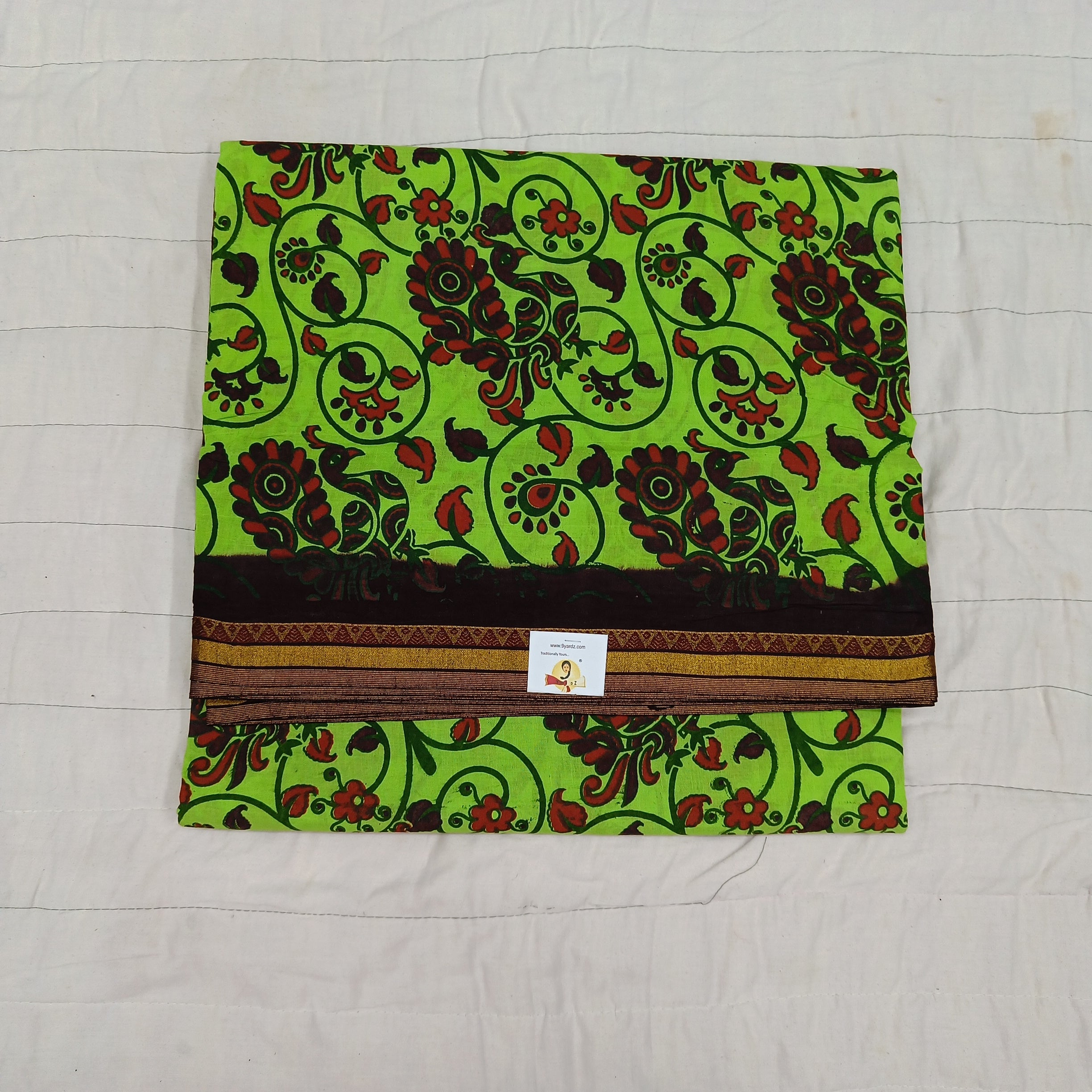 Kalamkari Printed Sungudi 10.5 yards
