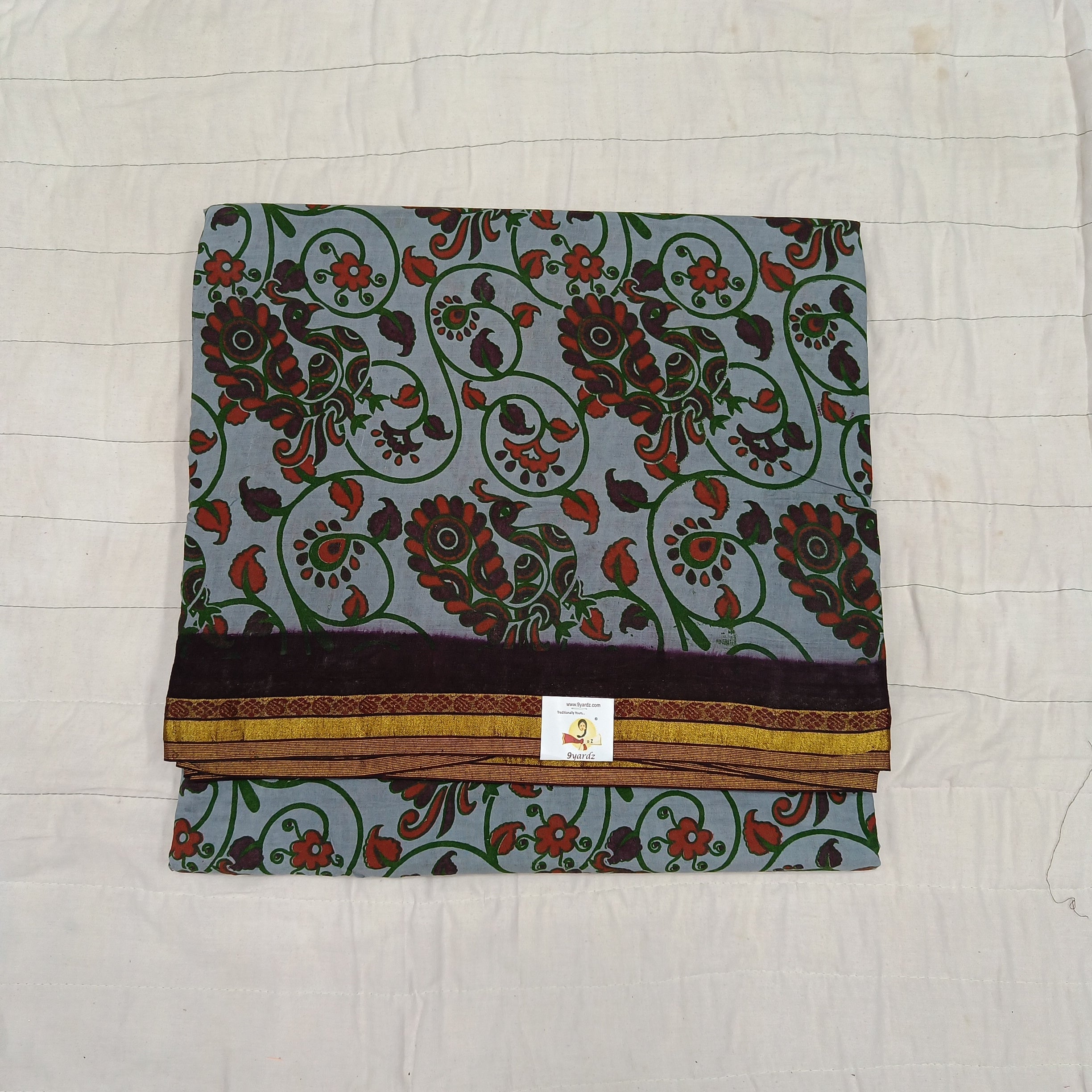 Kalamkari Printed Sungudi 10.5 yards