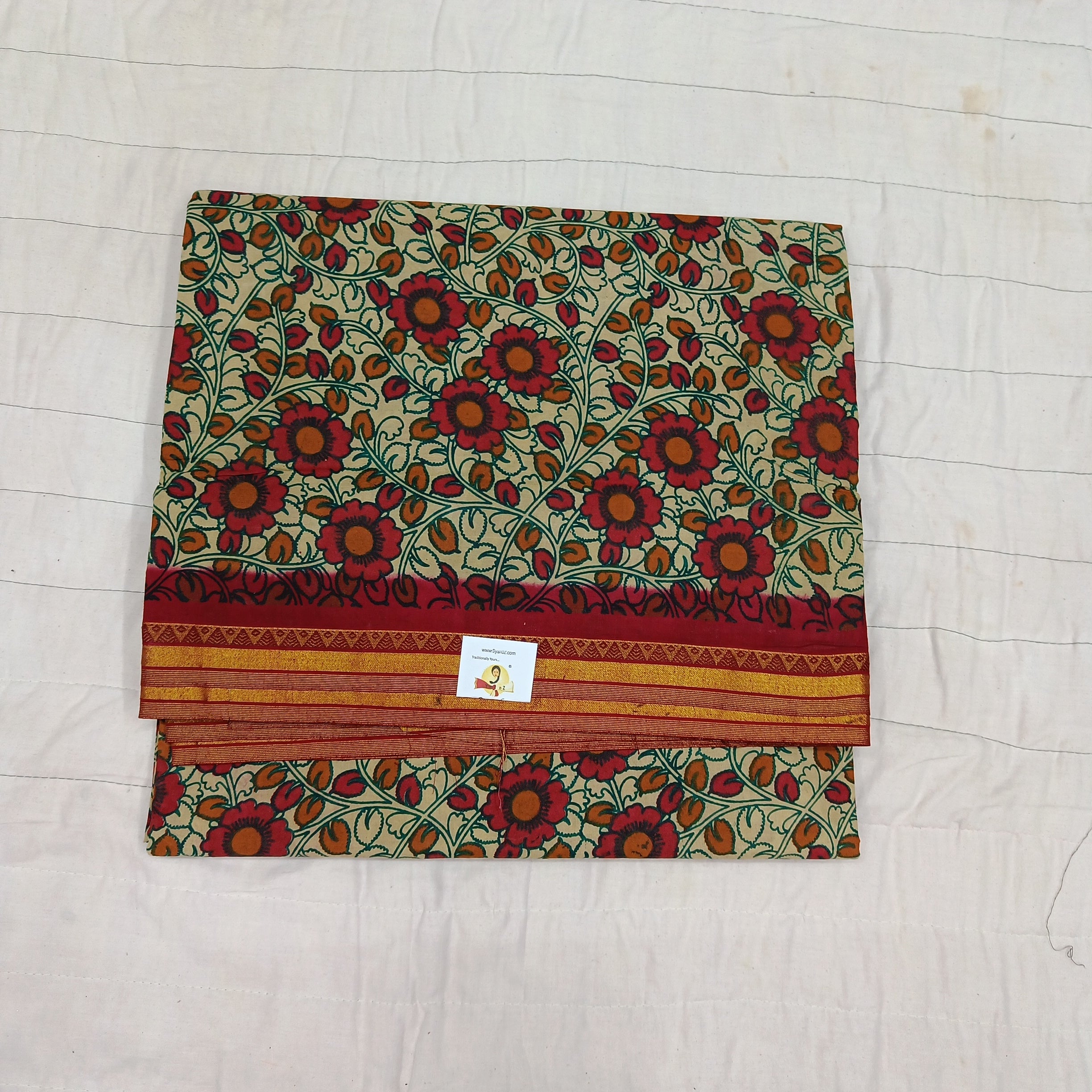 Kalamkari Printed Sungudi 10.5 yards