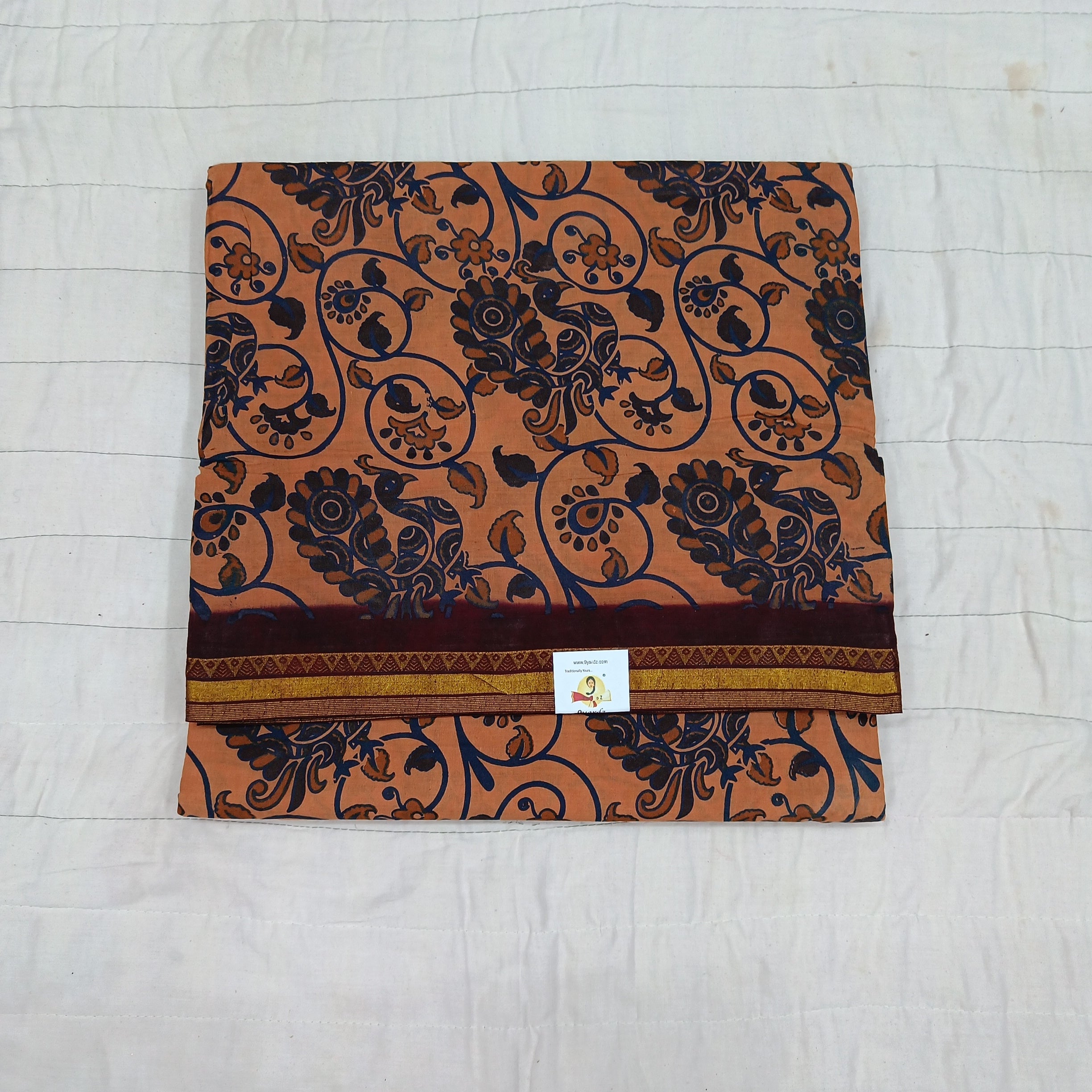 Kalamkari printed Sungudi 10.5 yards