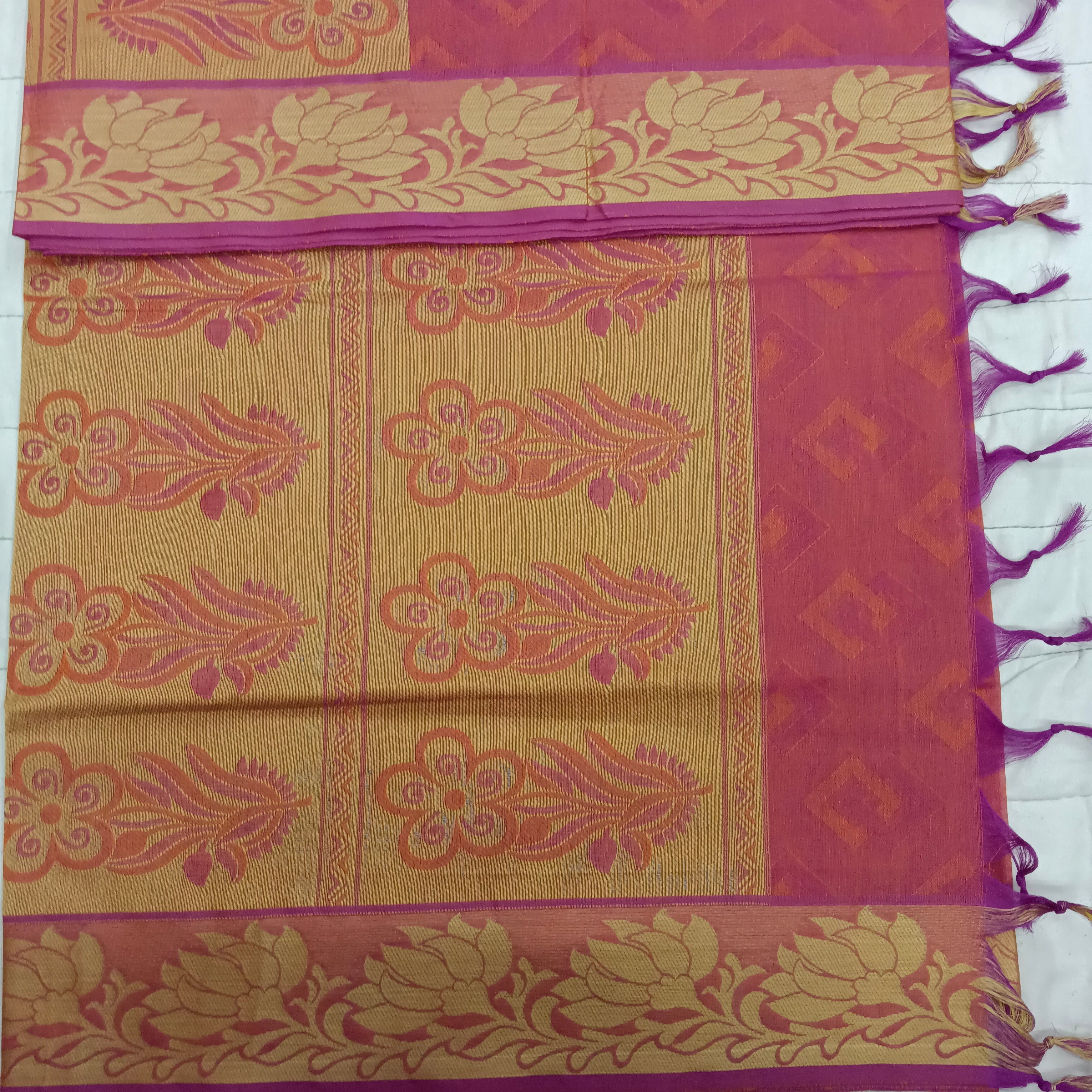 Rich Cotton Embossed sarees