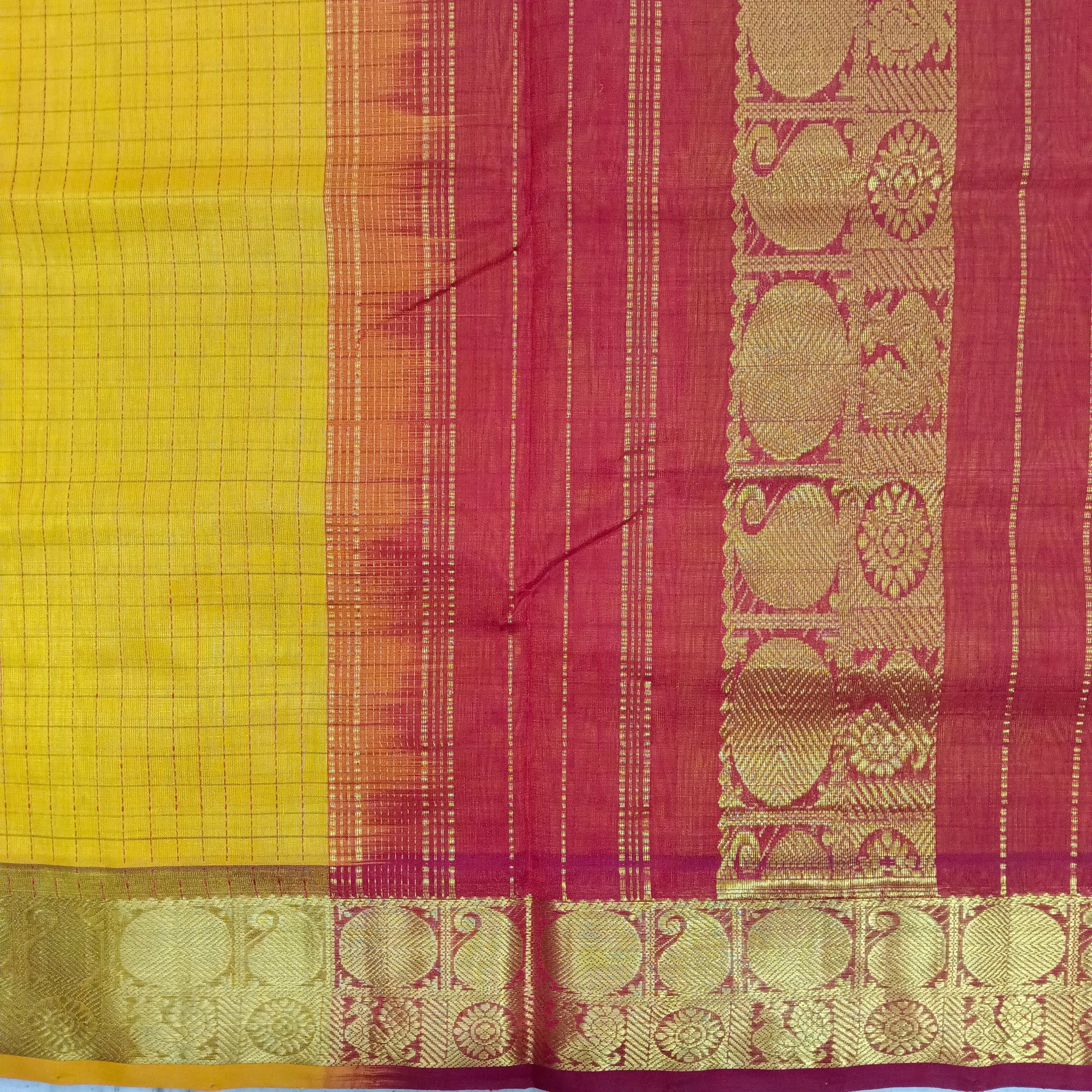 Pure silk cotton -10yards Checked madisar