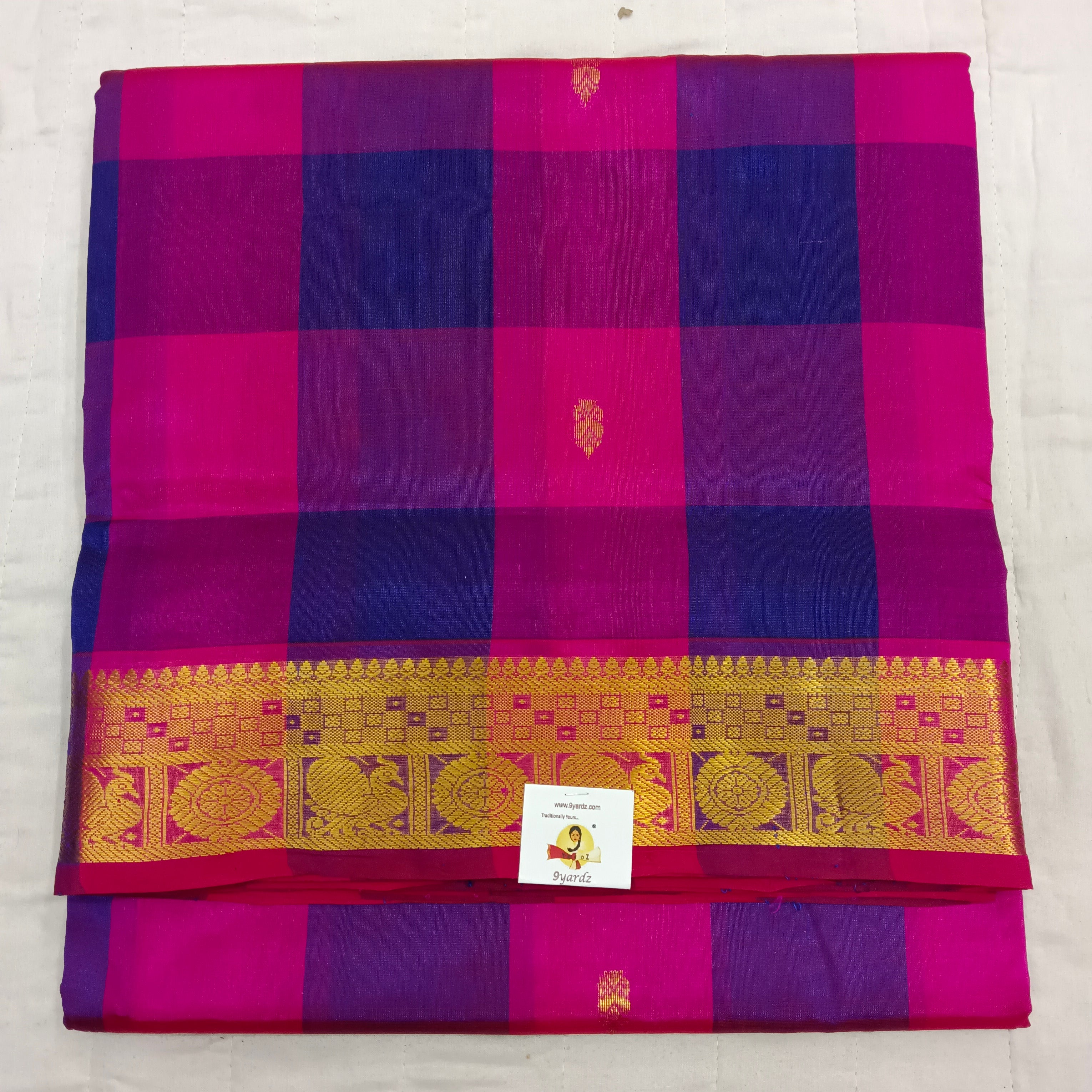 Pure silk cotton- pazhum pazhamum kuttam with butta, 10yards (madisar)