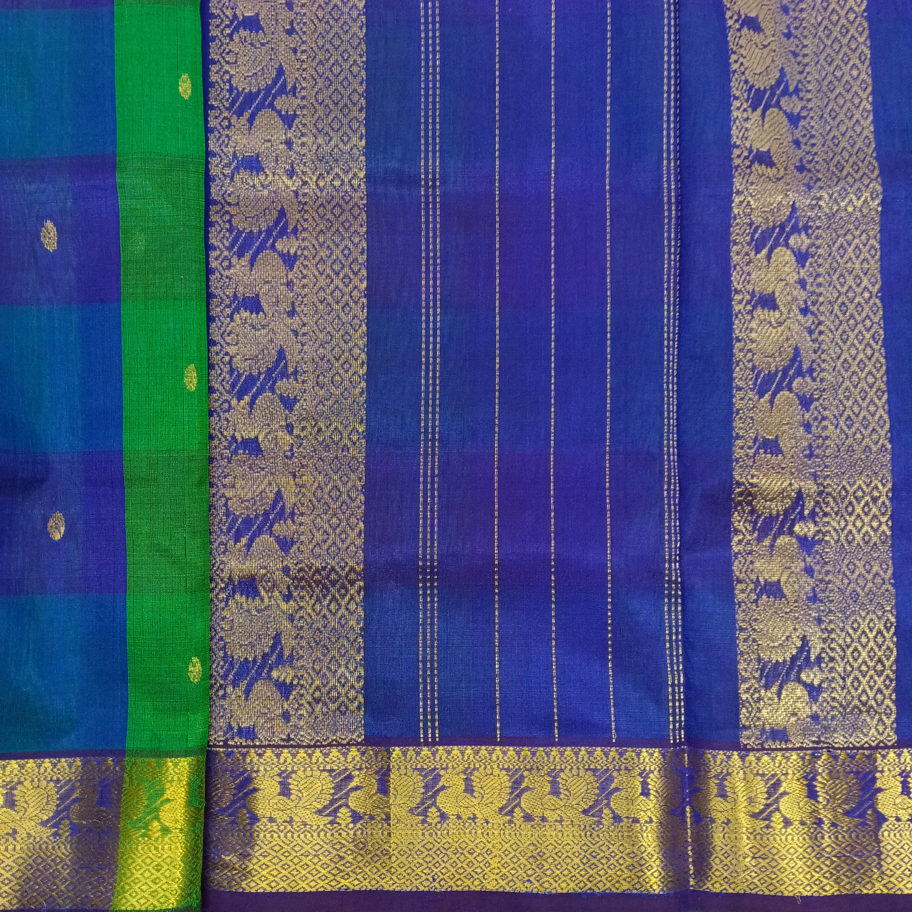 Pure silk cotton- pazhum pazhamum kuttam with butta, 10yards (madisar)