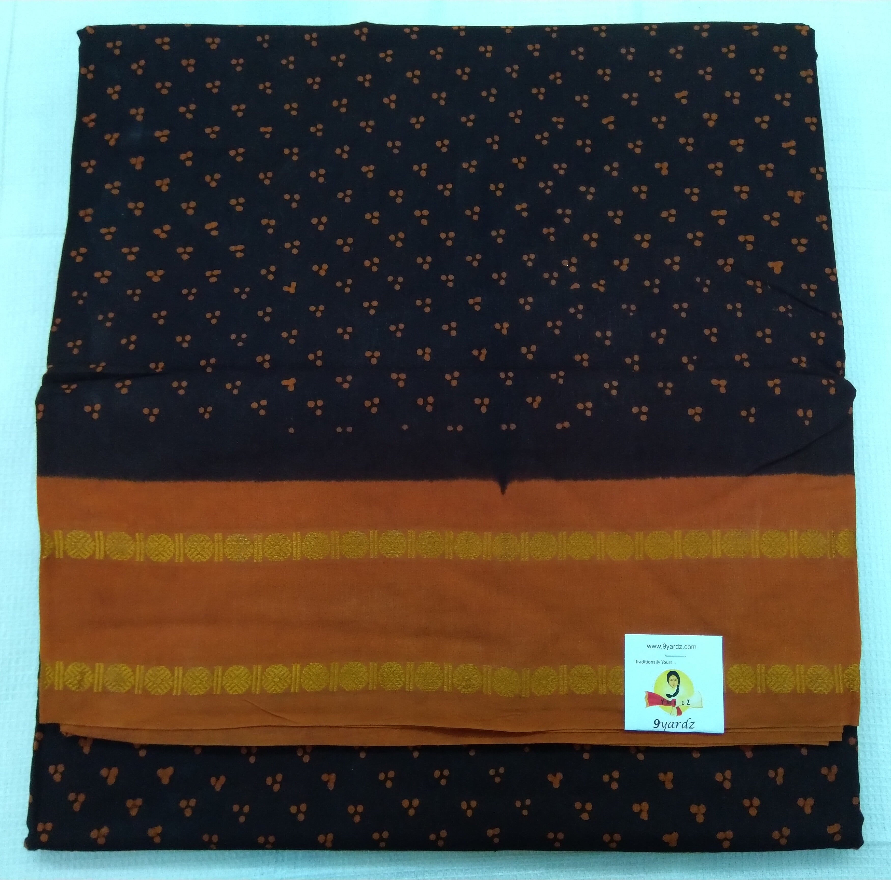 Sungudi contrast- brown by yellow