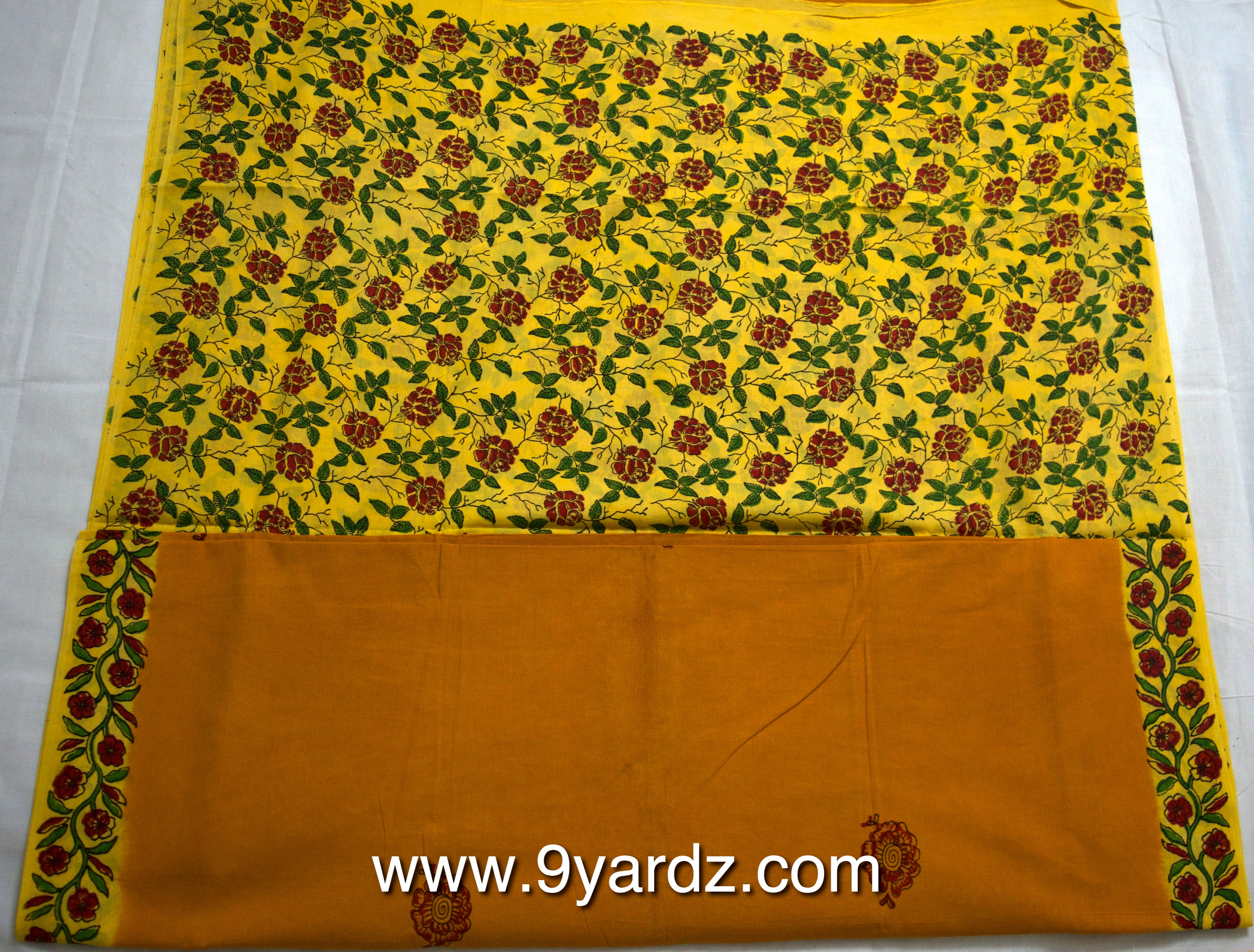 Hand block print - Sungudi 9 yards