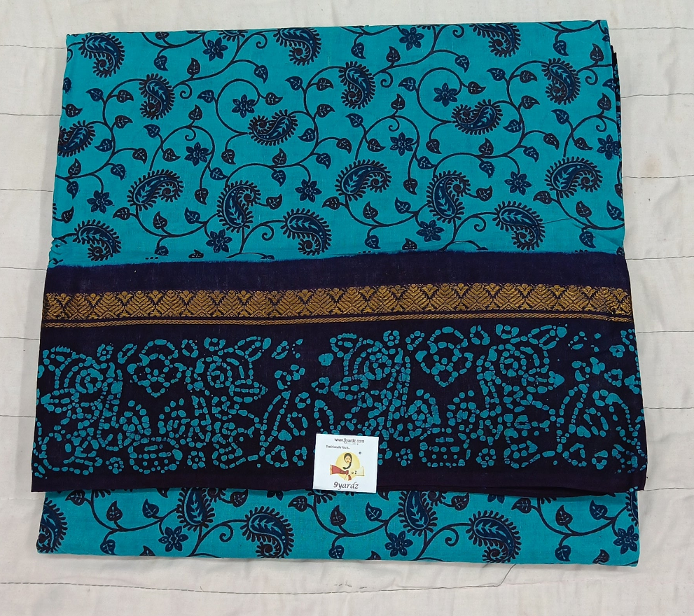 Kalamkari Printed Sungudi 10.5 yards