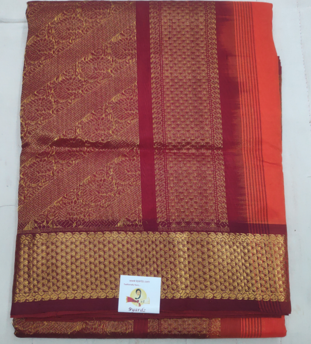 Pure silk cotton- Reverse Pallu- Semi Korvai