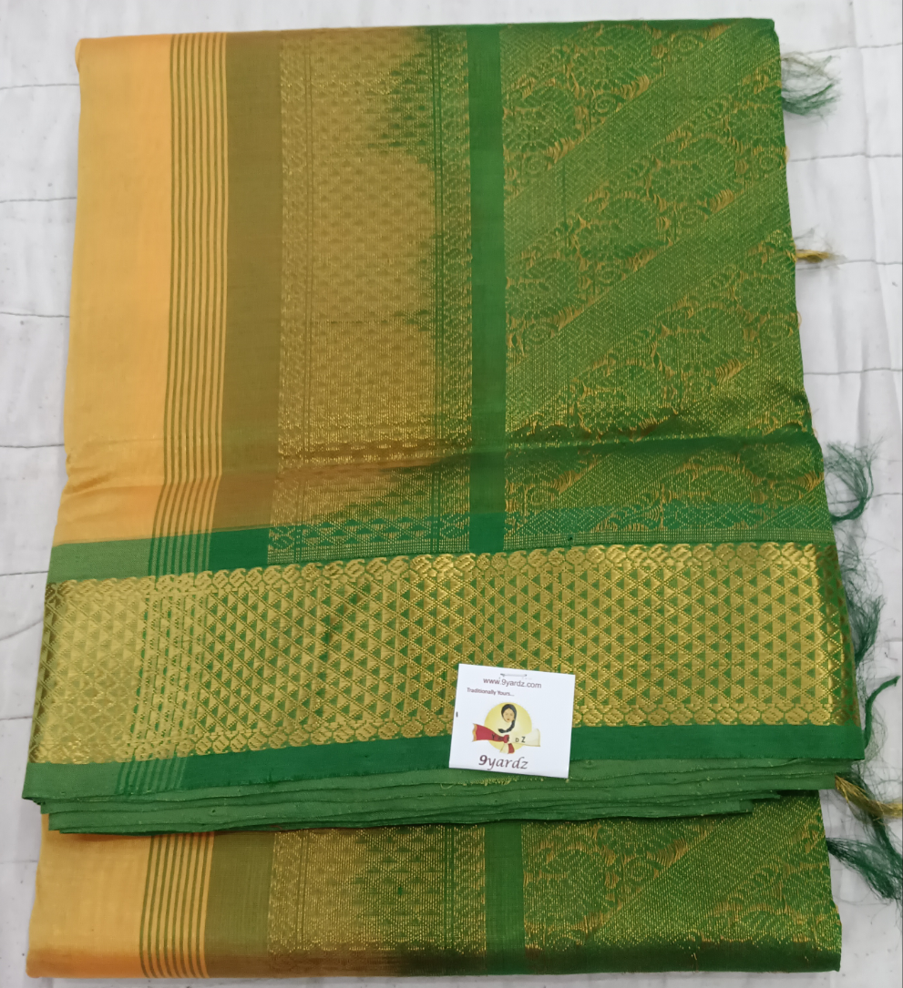 Pure silk cotton- Reverse Pallu- Semi Korvai