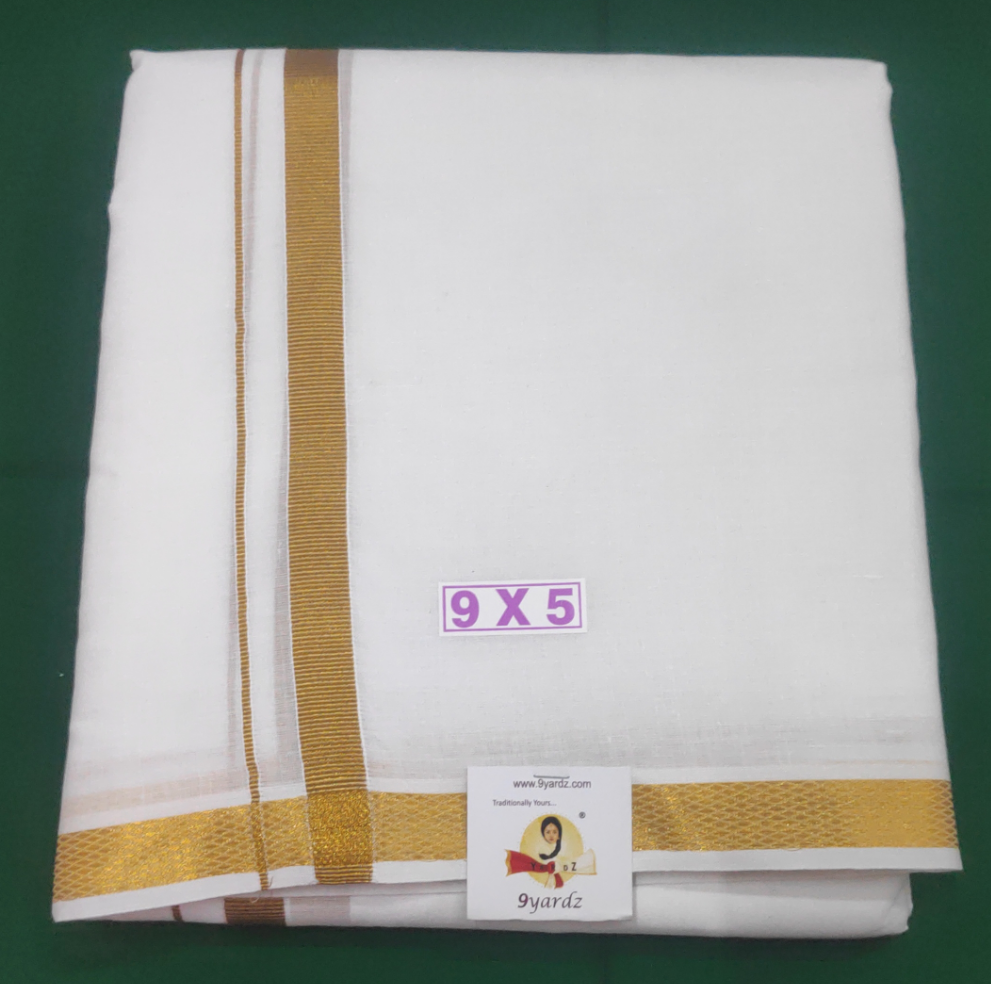 Cotton Dhothi Bleached 9*5