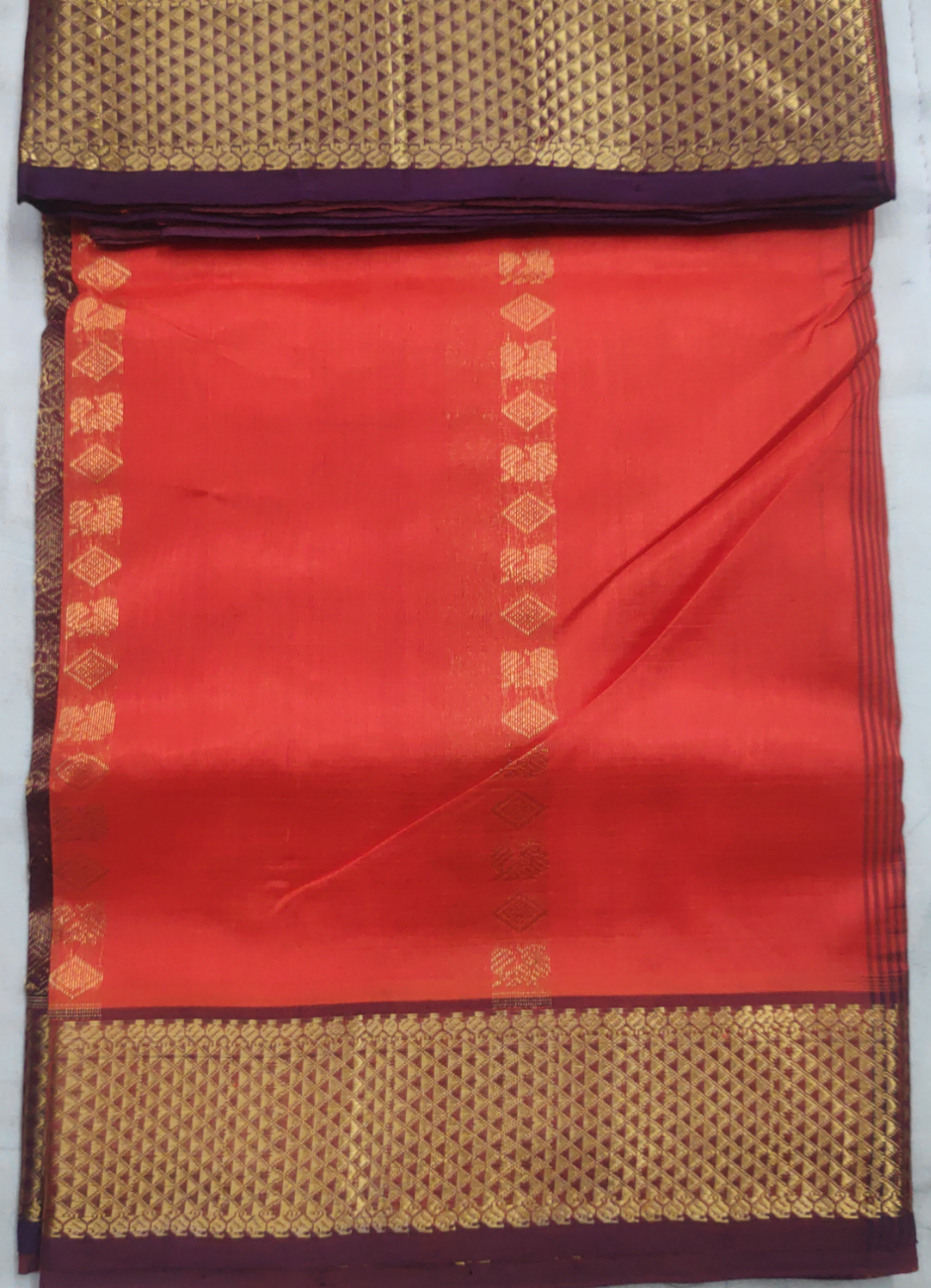 Pure silk cotton- Reverse Pallu- Semi Korvai