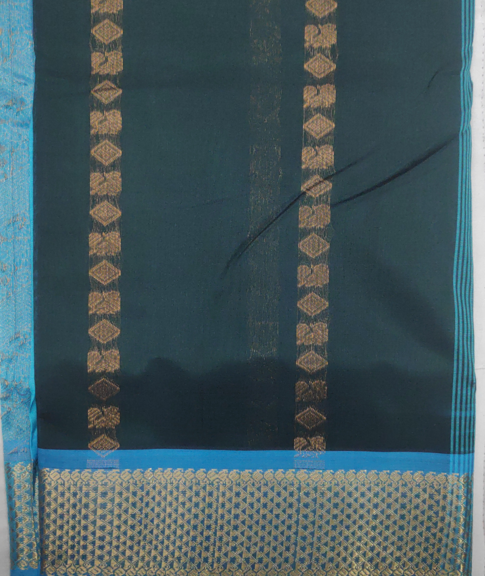 Pure silk cotton- Reverse Pallu- Semi Korvai