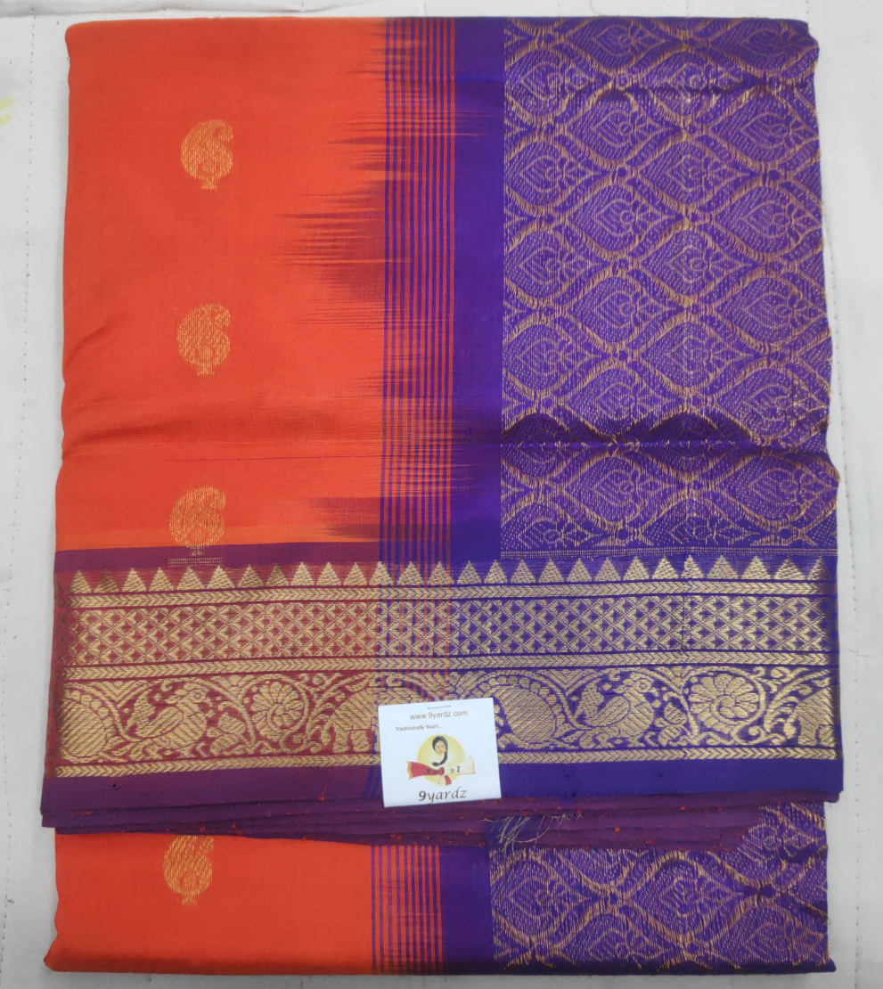 Pure silk cotton- Reverse Pallu- Semi Korvai
