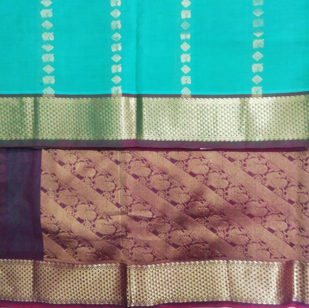 Pure silk cotton- Reverse Pallu- Semi Korvai