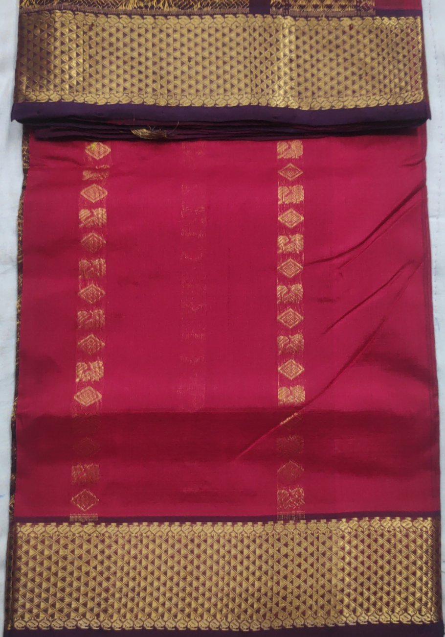 Pure silk cotton- Reverse Pallu- Semi Korvai