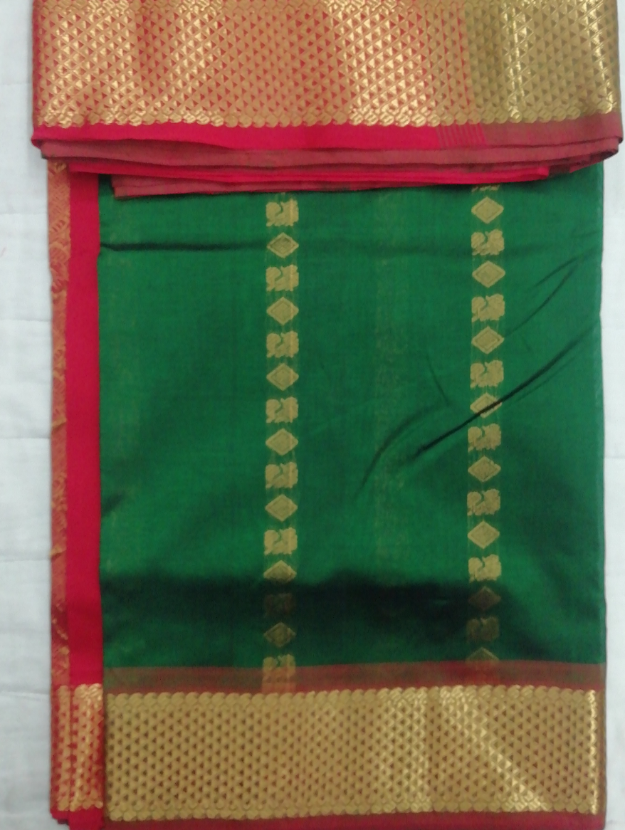 Pure silk cotton- Reverse Pallu- Semi Korvai