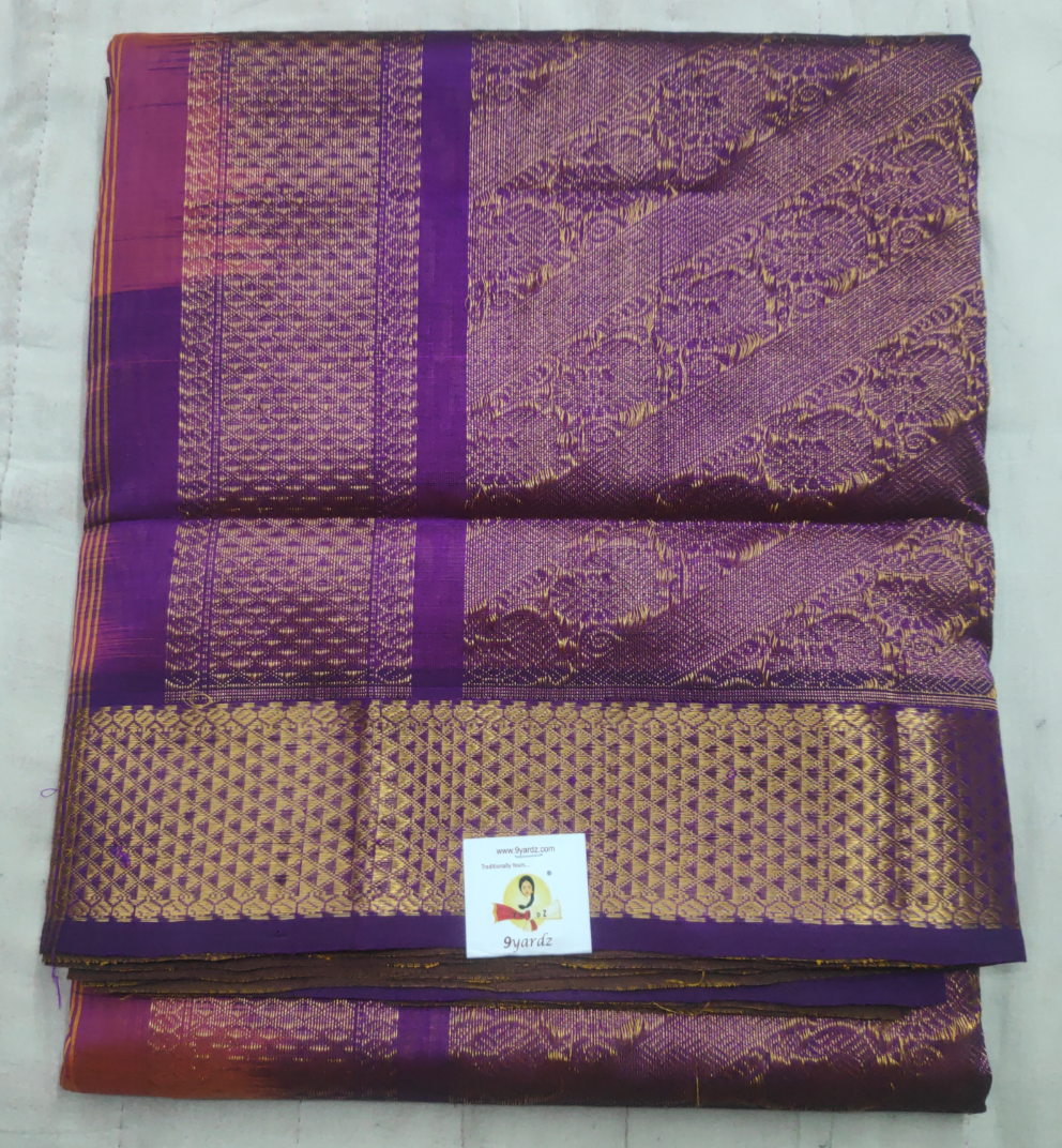 Pure silk cotton- Reverse Pallu- Semi Korvai