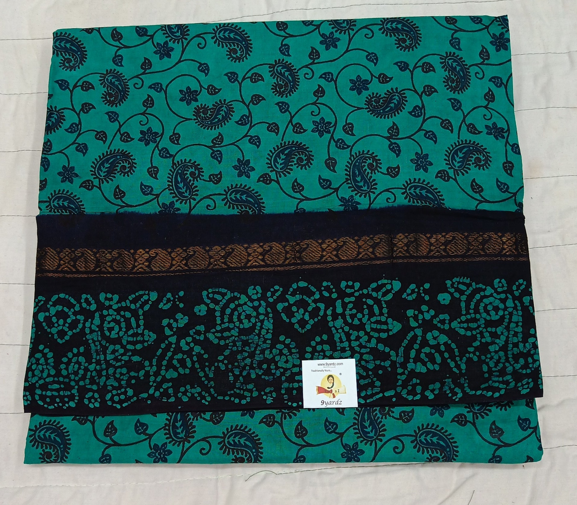 Kalamkari Printed Sungudi 10.5 yards