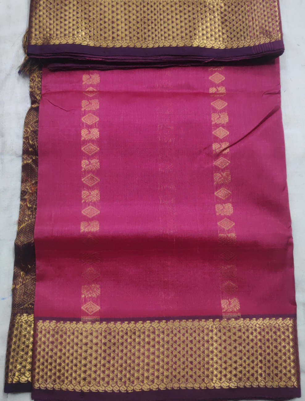 Pure silk cotton- Reverse Pallu- Semi Korvai