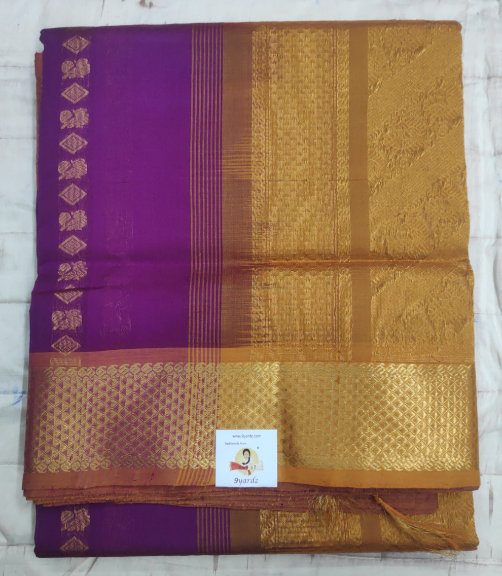 Pure silk cotton- Reverse Pallu- Semi Korvai