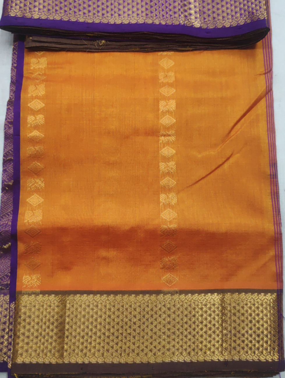 Pure silk cotton- Reverse Pallu- Semi Korvai