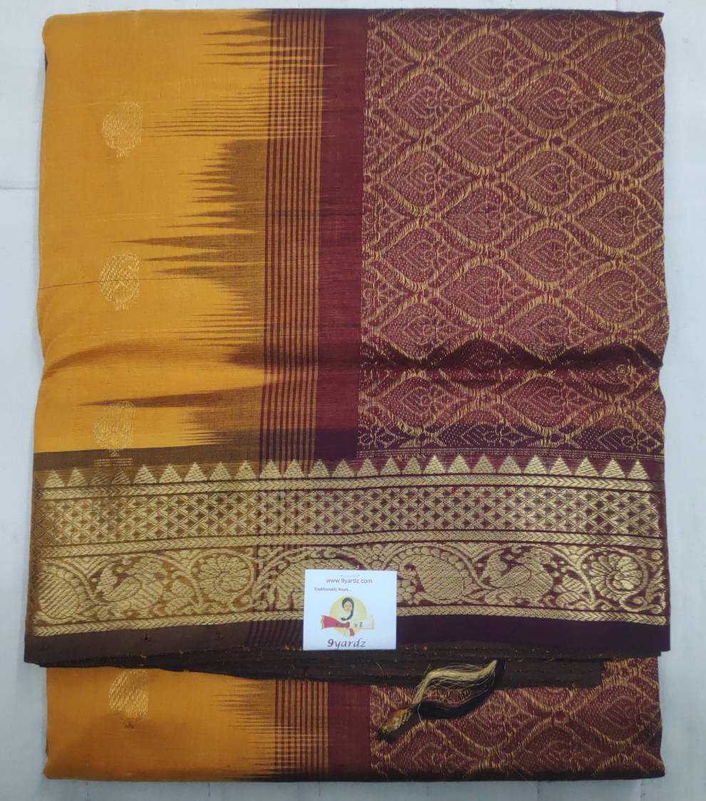 Pure silk cotton- Reverse Pallu- Semi Korvai
