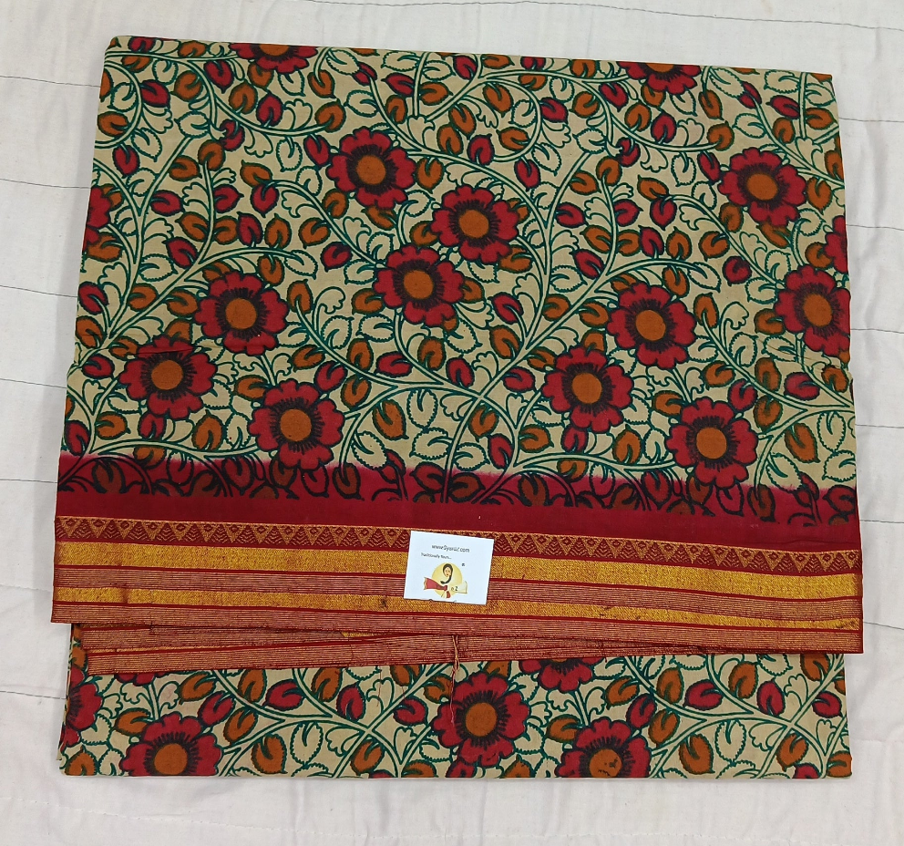 Kalamkari Printed Sungudi 10.5 yards