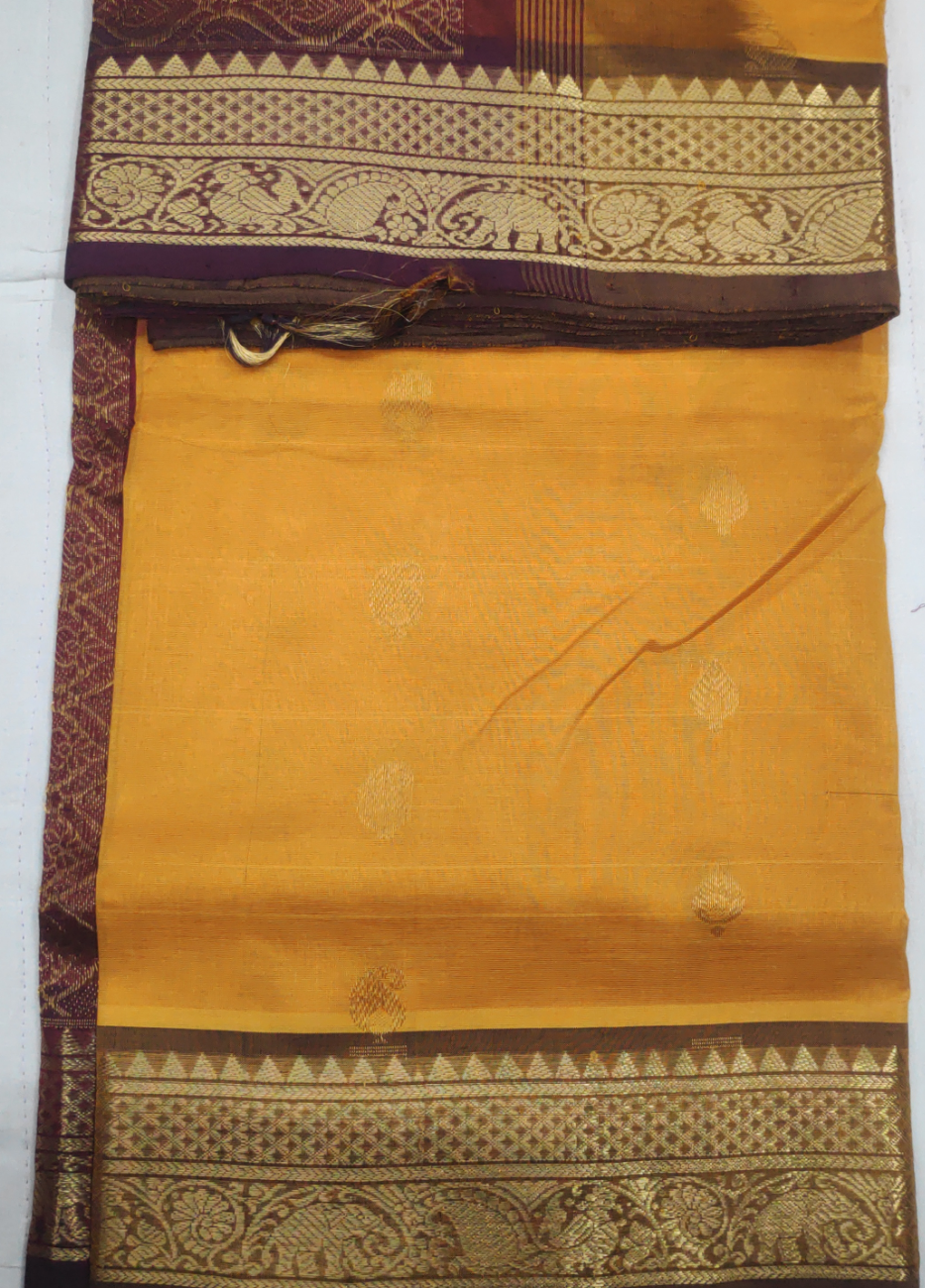Pure silk cotton- Reverse Pallu- Semi Korvai