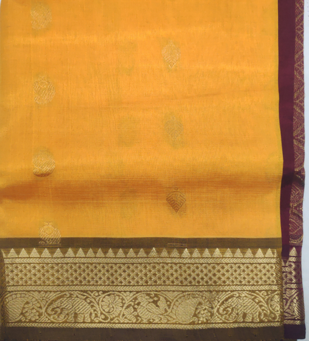 Pure silk cotton- Reverse Pallu- Semi Korvai
