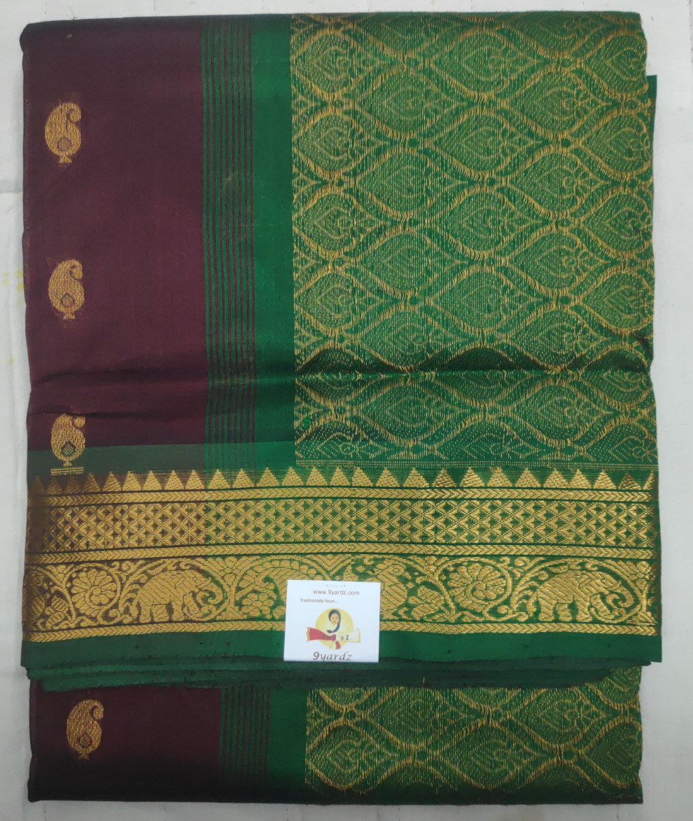 Pure silk cotton- Reverse Pallu- Semi Korvai