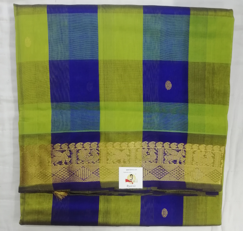 Pure silk cotton- pazhum pazhamum kattam with butta, 10yards (madisar)
