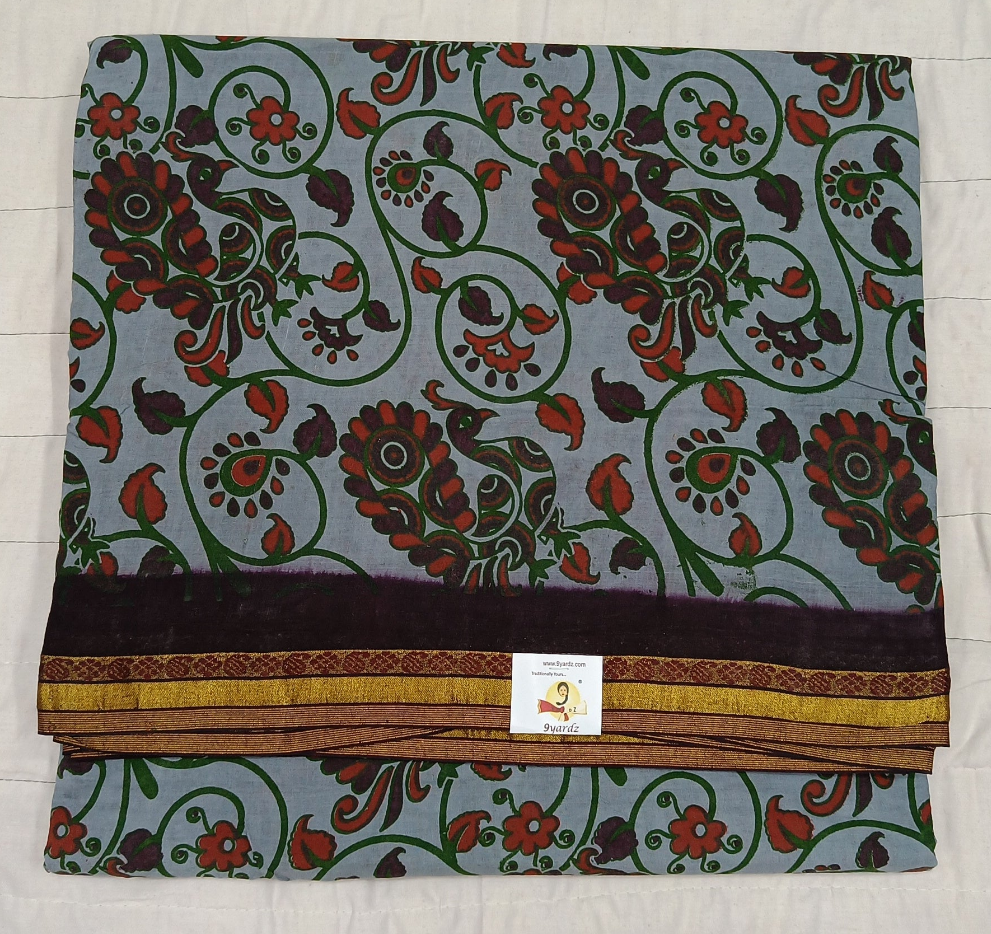Kalamkari Printed Sungudi 10.5 yards