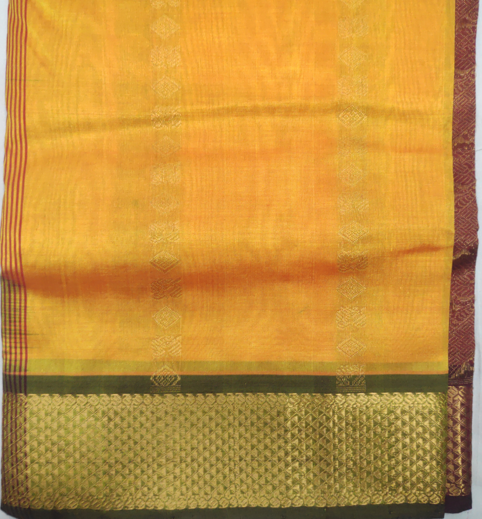 Pure silk cotton- Reverse Pallu- Semi Korvai